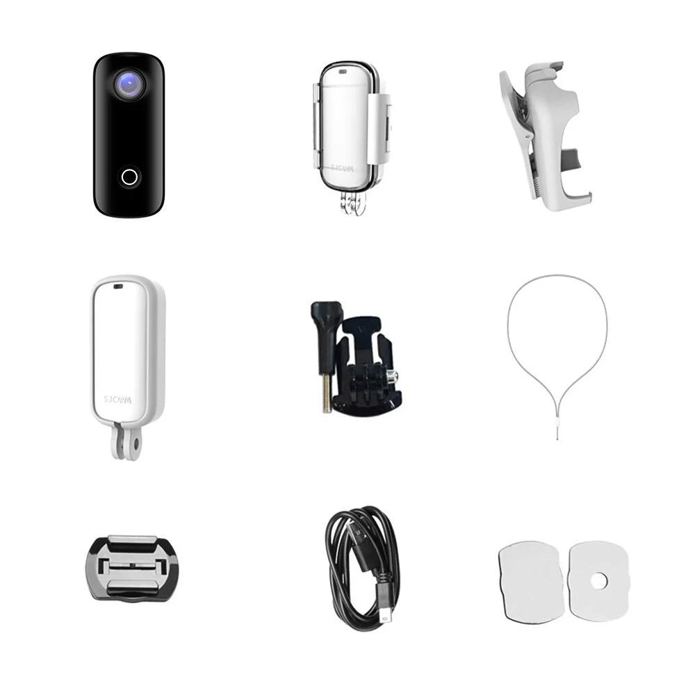 C100 SJCAM Camera Case Action 1080P/30fps Back WiFi Waterproof Digital with Camera Video APP Built-in Magnetic Lanyard Mini Clip Body Connection Battery Sharing 30M Waterproof