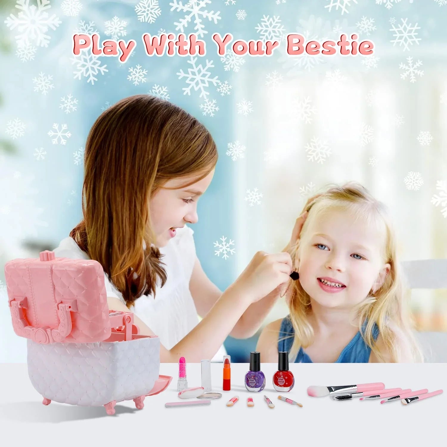 Kids Frozen 42 Makeup WATTNE Set (Pink) Girl & Non-Toxic Pcs Gift for Makeup Real Toys Kit for Christmas Old Washable Year Set, Girl Cosmetic Safe Toddler Kit, & 3-12 Makeup Kids Birthday Makeup