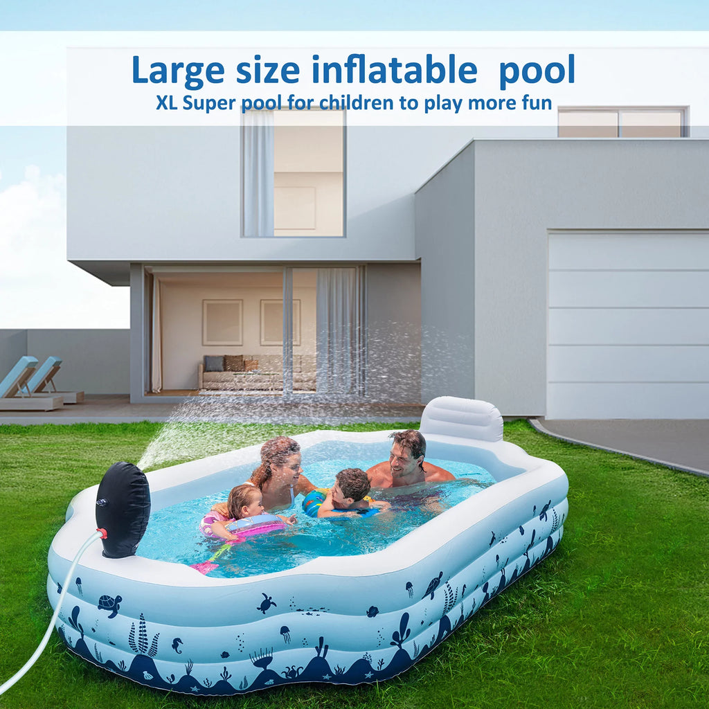 for x Adults, Sized 20'' Full Pool and x - 76'' Thickened Sebor Kids Pool Swimming and Sprinkler - Above Fun Garden, and Design for Seat with Ground Outdoor 10.3Ft Backyard, Inflatable Family,