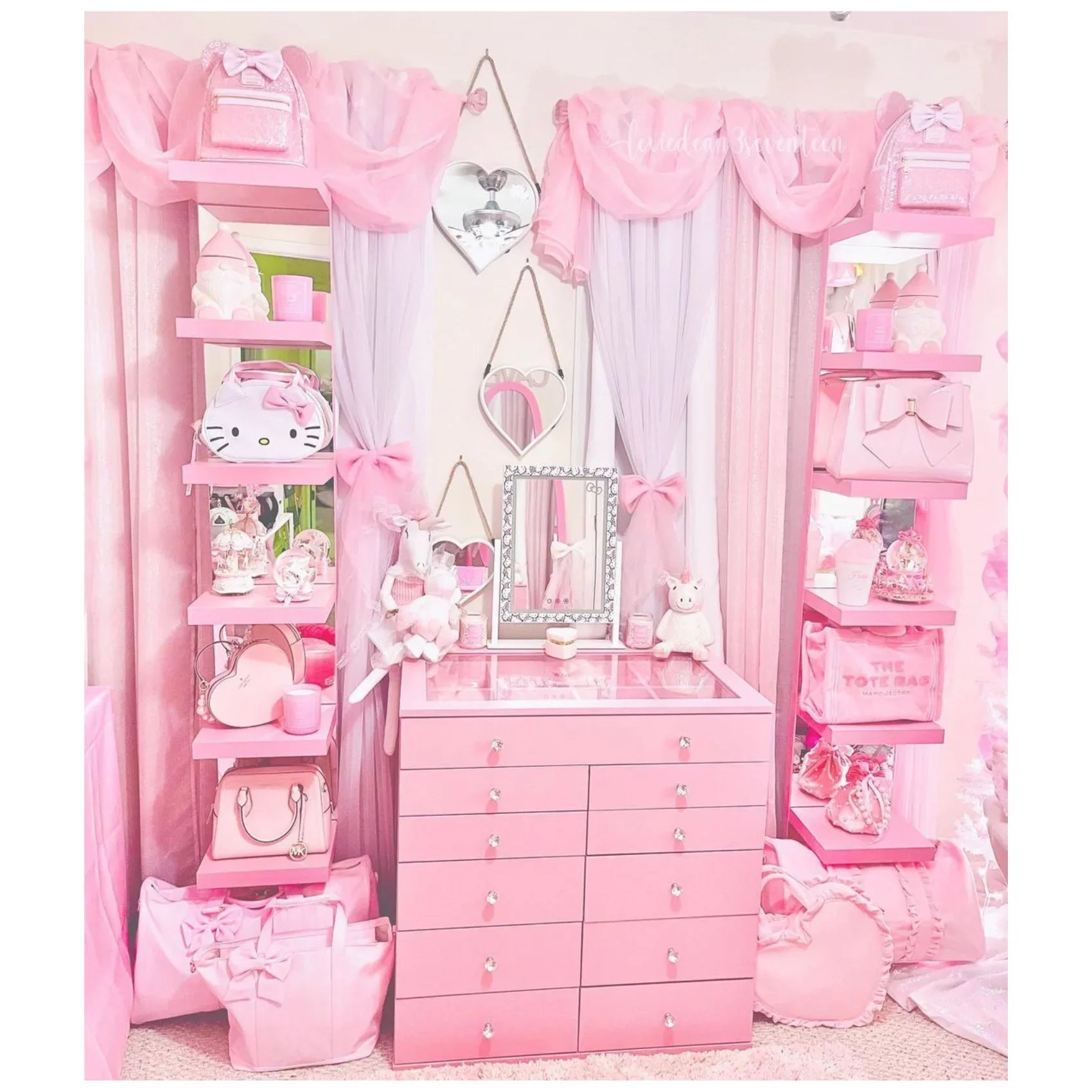 and 3X with Vanity Vanity Quality Degree Iron Frame Impressions Tone LED Mirror Swivel Mirror, Hello Lighted Lights Makeup (White) Mirror Tri and 360 with Cute Magnification, Kitty Touch