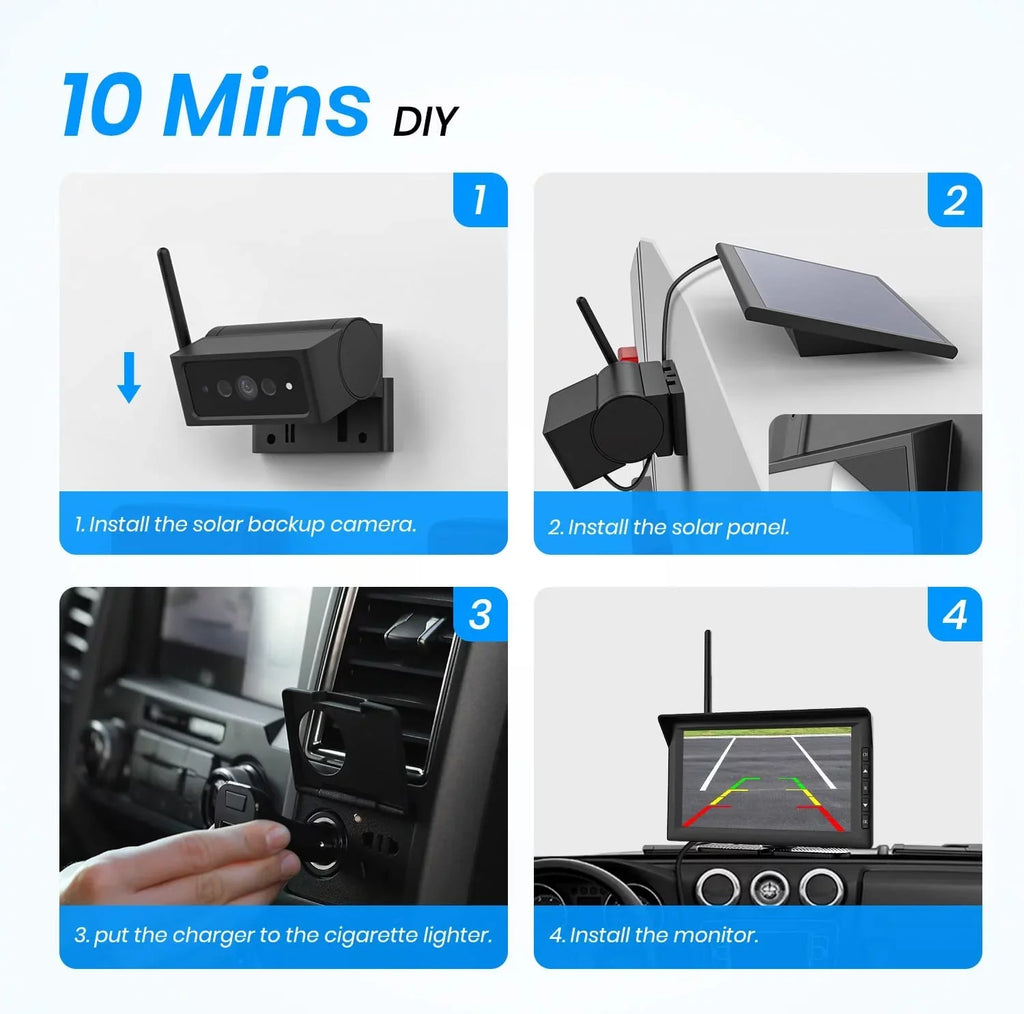 Channel Systems HD Trucks, Security with Up Reverse Camera Trailer Wireless Solar Monitor Camera Wireless Camera Auto-Vox for Backup 2 Back 7'' Camera(Solar4) RV