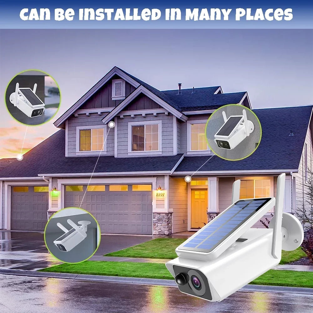 Outdoor, Cameras Night Talk, DFITO PIR Camera Wireless Panel, Vision,Waterproof, Security with Detection, Security Outdoor White Solar Solar 2-Way