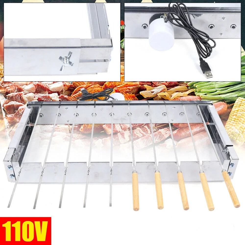 Grill BBQ Rolling Electric Steel Camping for Stainless Automatic Cooking Grill