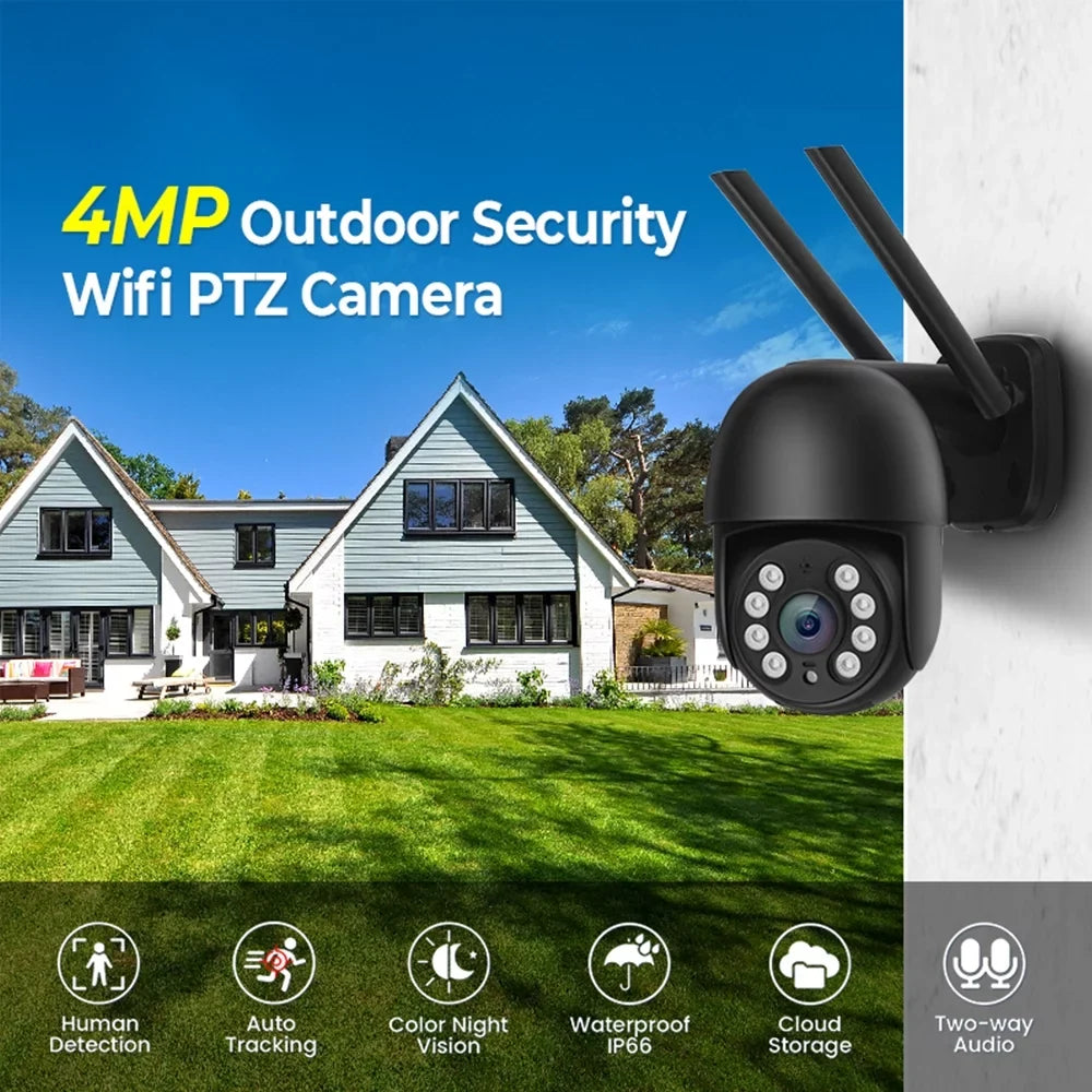 with Motion for Camera Full Cameras Pan/Tilt Wifi Vision, Outdoor, Wireless Security Color Night 2.4G Surveillance and Multi-Platform Audio, 4MP LISUEYNE 2-Way Siren, Detection