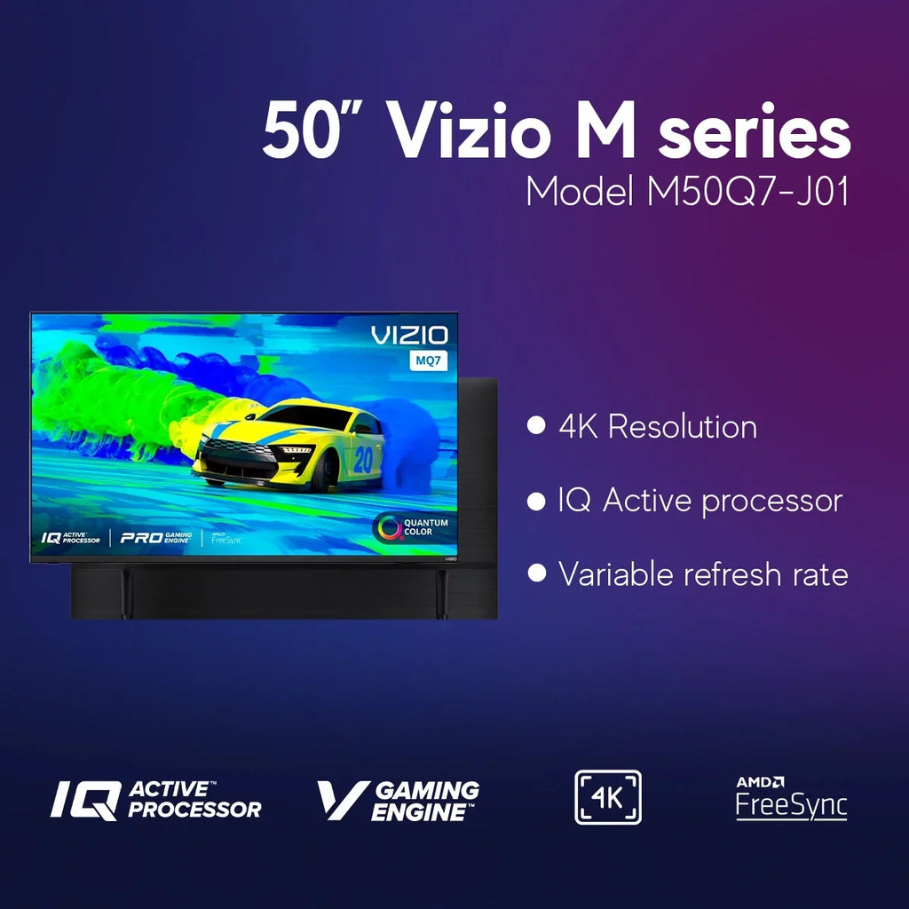 Smart HDR SmartCast Wall TV and 50-Inch + with 4K Restored M-Series (Refurbished) VIZIO Free Mount - M50Q7-J01 Color Quantum