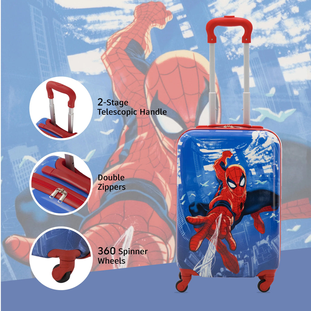 Marvel 21 Luggage, Hardshell On with Kids Inch Spider-Man Carry Suitcase Wheels, Blue Rolling