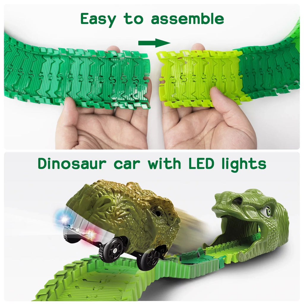 Track Birthday Cars, 5 Toddler Christmas 7 Road Dinosaur Train Toys Set, 3 Year 8 4 Gifts Boys Girls Toys Old World 6 for Beefunni Dinosaur Race 2