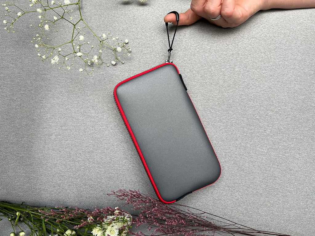 Phone Lightweight Phone iPhone for Bag, Sleeves Durable Inner Cell Zipper Opening, Thermal & Neoprene Carrying [GreyRed] Pouch, Pouch OneJoy Phone Large with Phone Protective Pocket Carrier