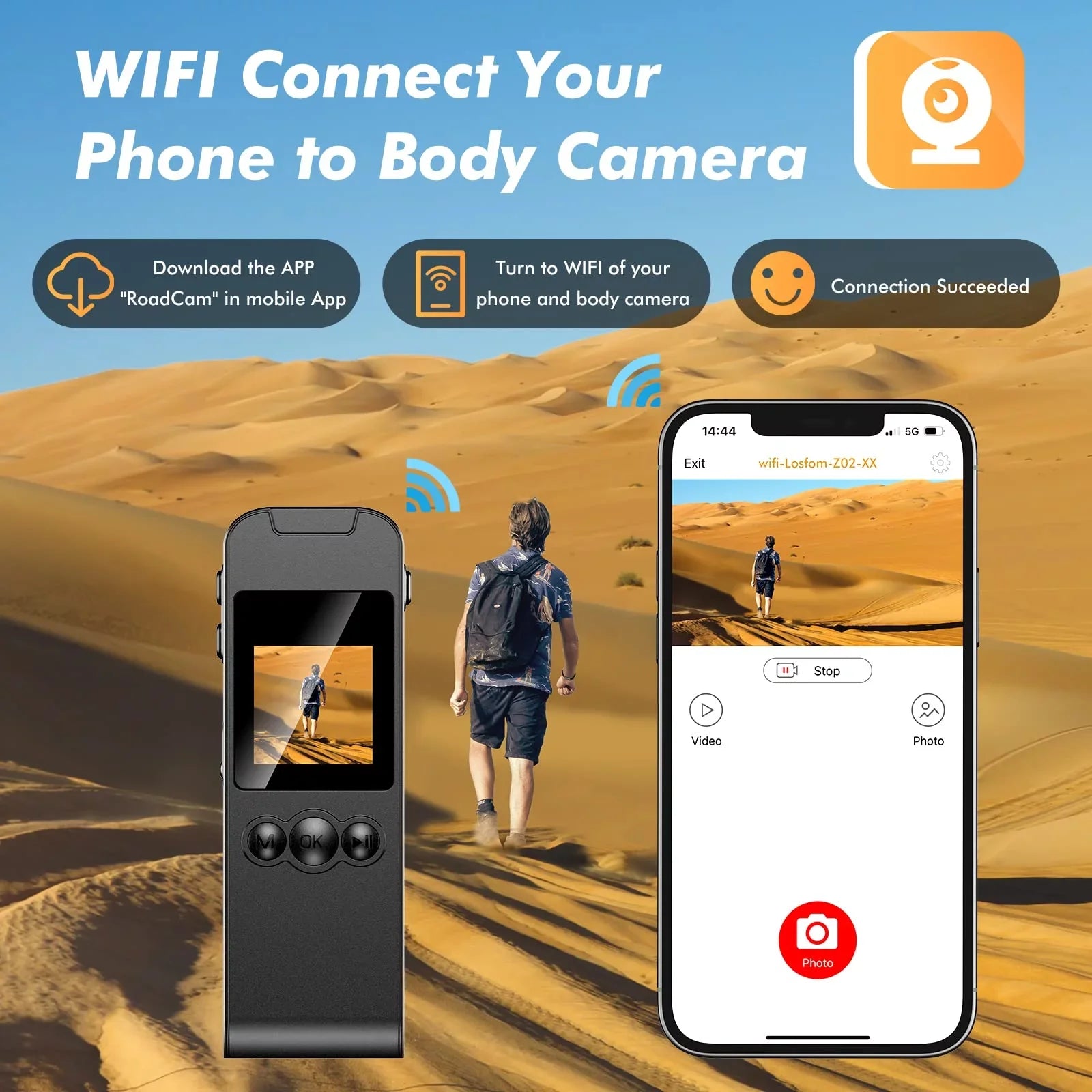 Video Worn Losfom and Recording 1296P with (Only Audio Body WiFi Camera) Camera Camera, Z02 Body