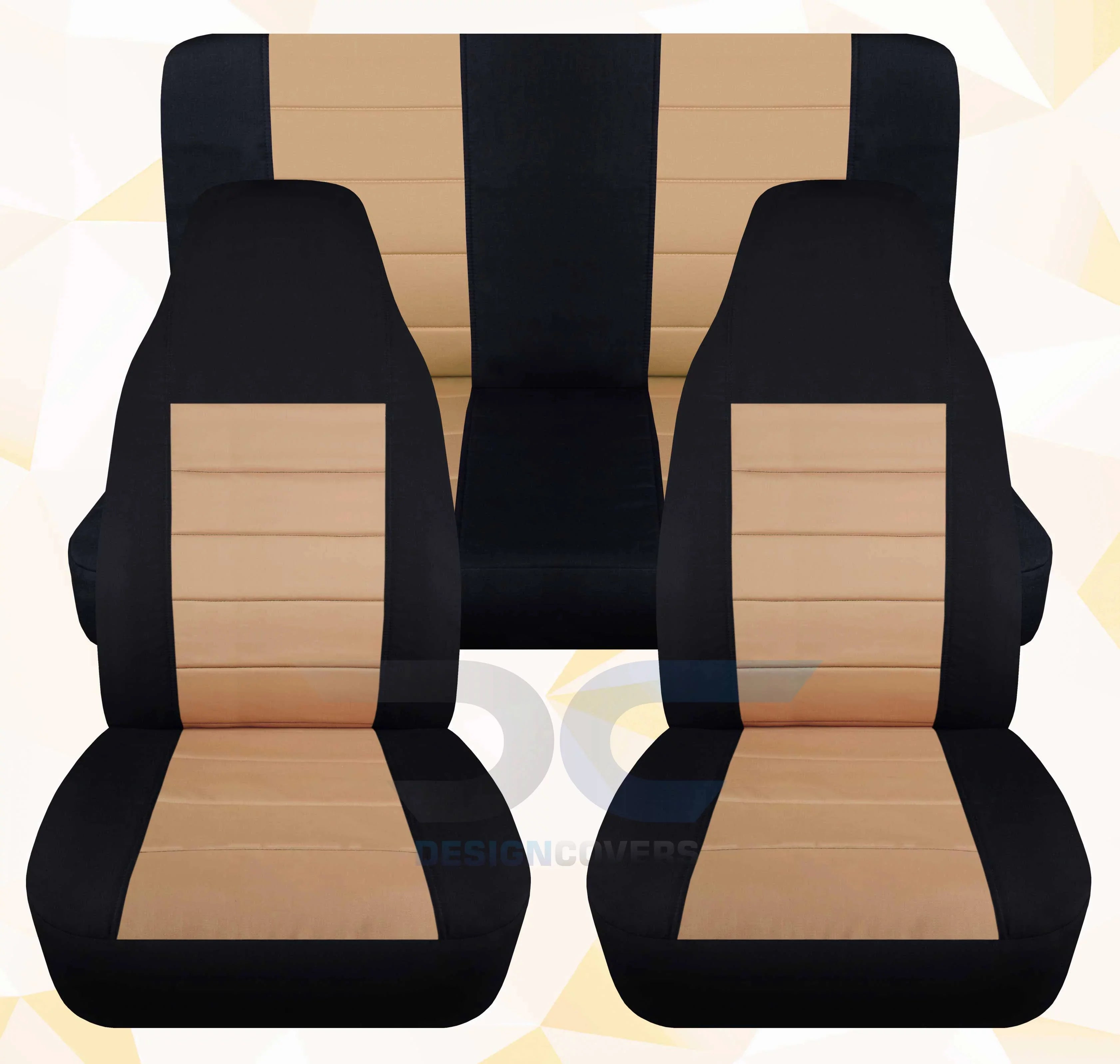 Two Seat T233-Designcovers Tone - LJ Front&Rear Covers:Black and Compatible Tan Set Jeep Full with Wrangler 2003-2006