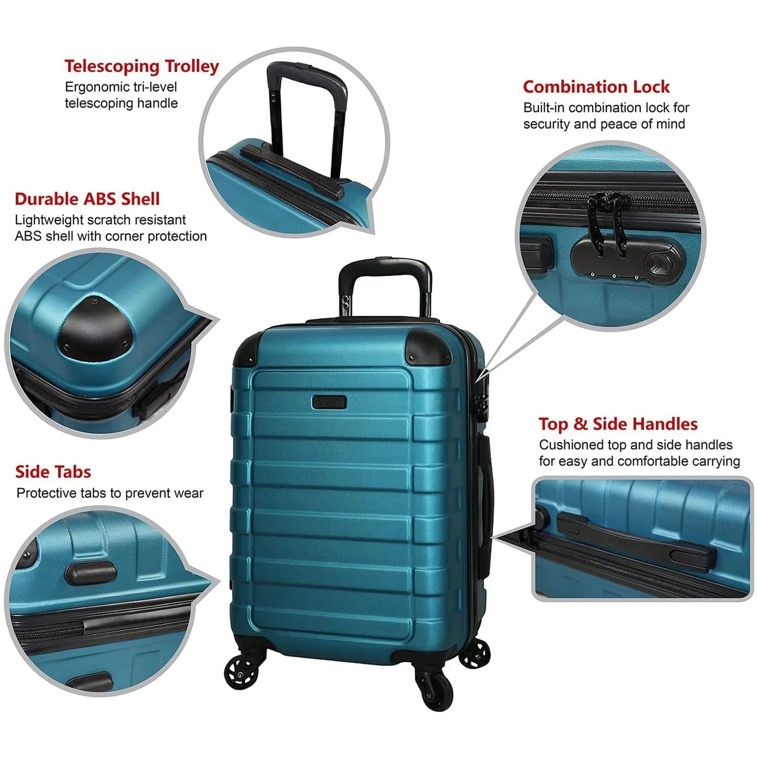Spinner Hipack Wheels, Turquoise, Hardside Set with 3-Piece Prime (20/24/28) Luggage Suitcases