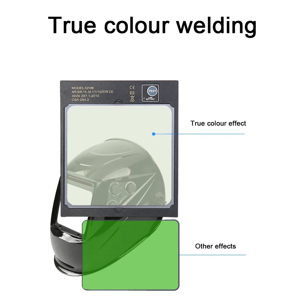 Color Facemask Grinding Resistant Temperature Large Welding Automatic Cutting Dimming View Solar True 130â?High for Welding Auto Charging Facemask Welding Yabuy Arc Darkening