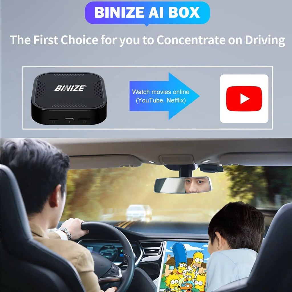 Auto YouTube with Navigation,Support Box Wireless System,Built-in Android CarPlay&Android Only Cellular,4+64G,8Core, Netflix,etc BINIZE Cars Wired CarPlay,Wireless for Fit OEM/Factory 4G ai