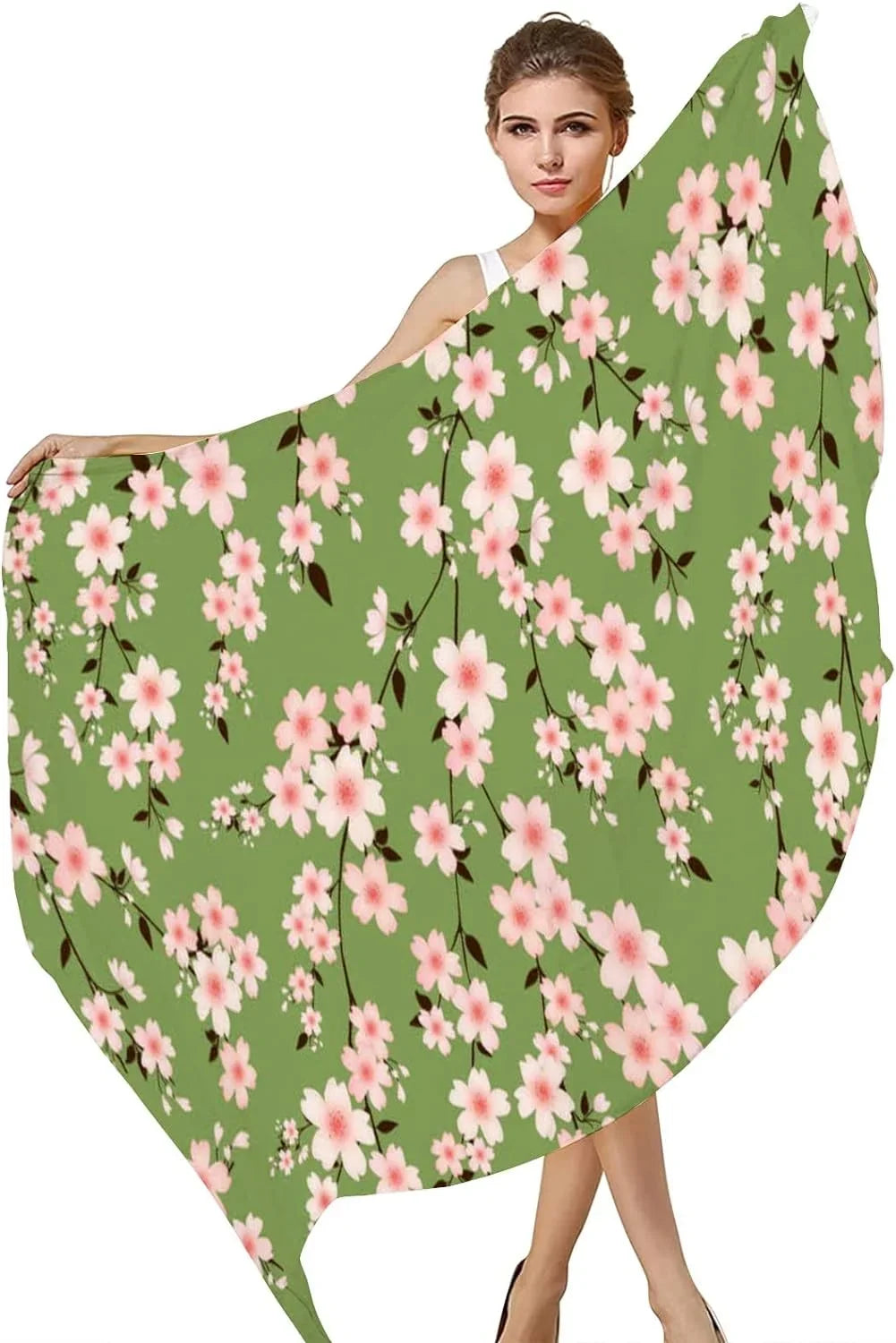 Girls Scarves Women Hyjoy Branches Lightweight Scarf Wrap Shawl Long Neck Cherry Blossom for Silk