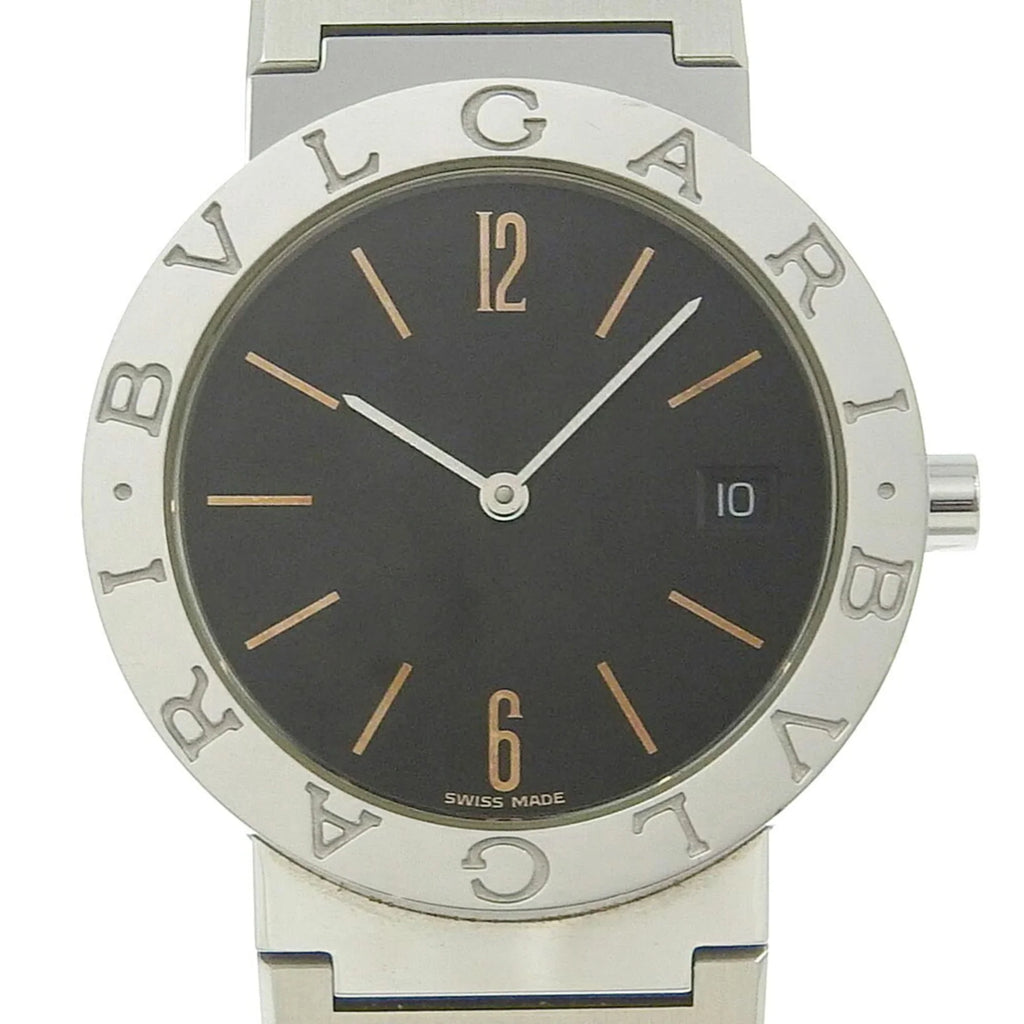 Dial Quartz Men's Display BB33SS BVLGARI Pre-Owned Bvlgari Bulgari Stainless I220823033 Watch Steel Black Analog (Fair)