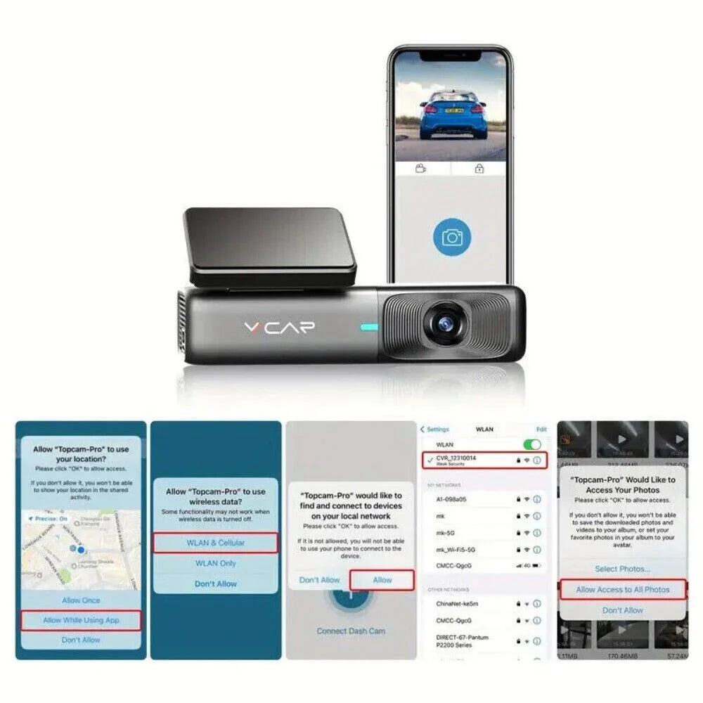 Max, 128GB for 32G Vision, Free Loop Car Night Recording, Support 2.5K G-Sensor, WiFi Cars Dash Camera Dash VVCAR Cam 1440P Card,