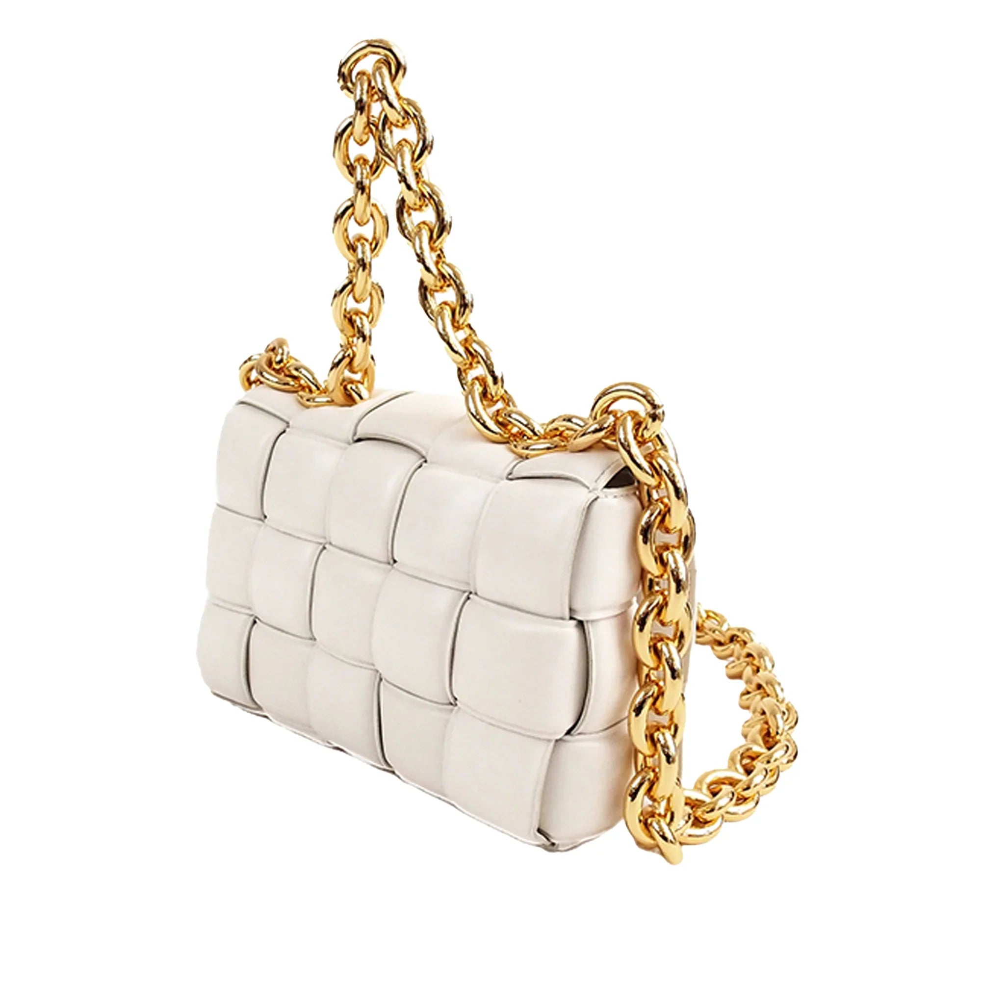 Shoulder Bottega Unisex Cassette Padded Pre-Owned (Good) Bag Leather Authenticated Veneta White Calf