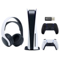 Playstation MicroSD Gaming and Headset PULSE Disc) Wireless Extra Adapter Sony USB (PS5 Black with Card 3D Controller, Bundle 5 Disc
