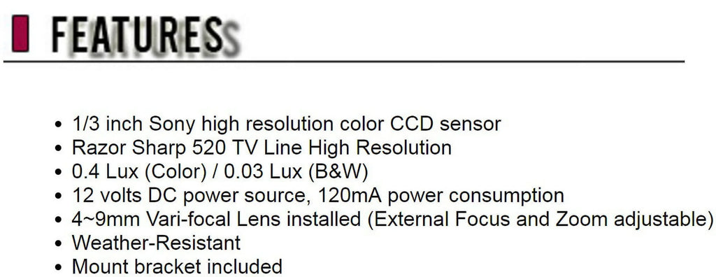 Night Day Eyemax CCTV Adjustable Lens Resolution 4~9mm Camera Bullet High and Security External