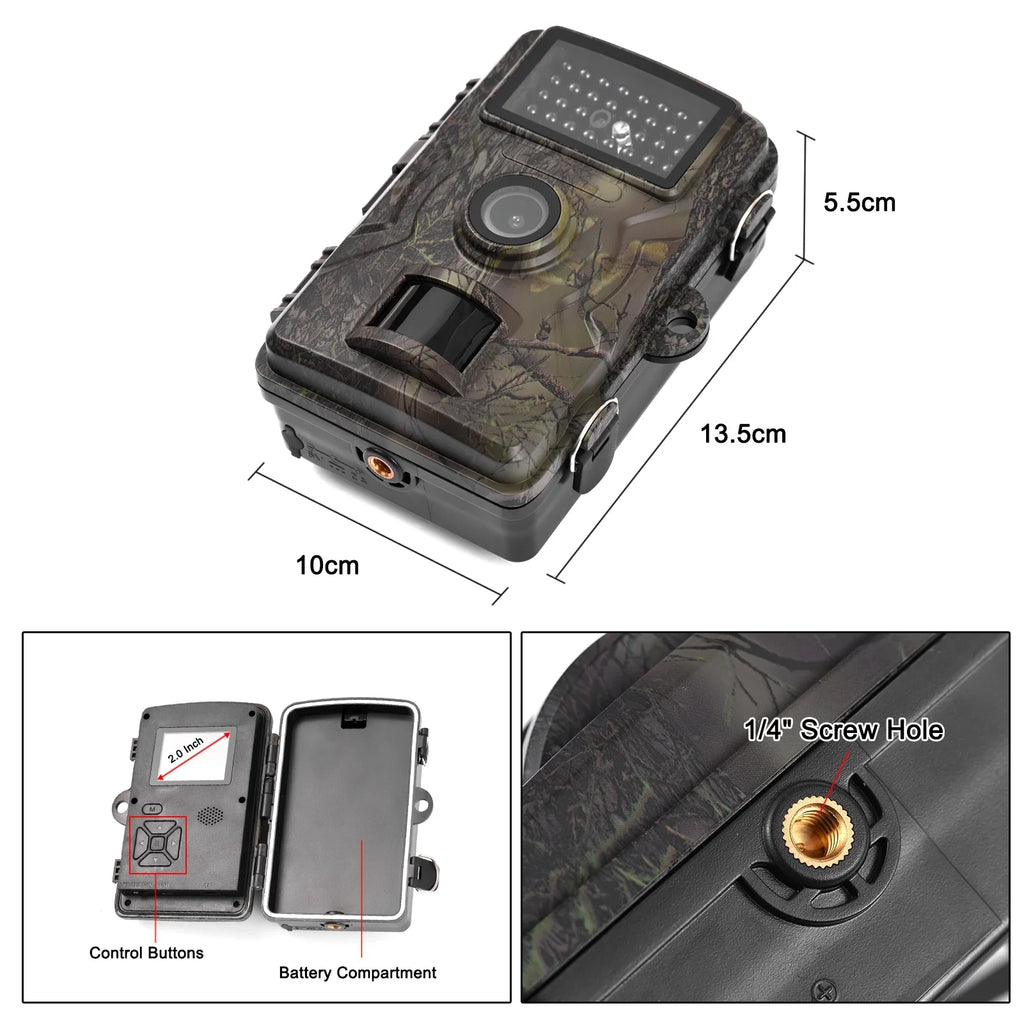 Vision Wildlife 2.0 Waterproof Trail Night Infrared IP66 Inch Motion Supports with 1080P TFT Activated Trigger Eccomum Tracking Camera 0.8s Color Time Camera 16MP Screen Camera
