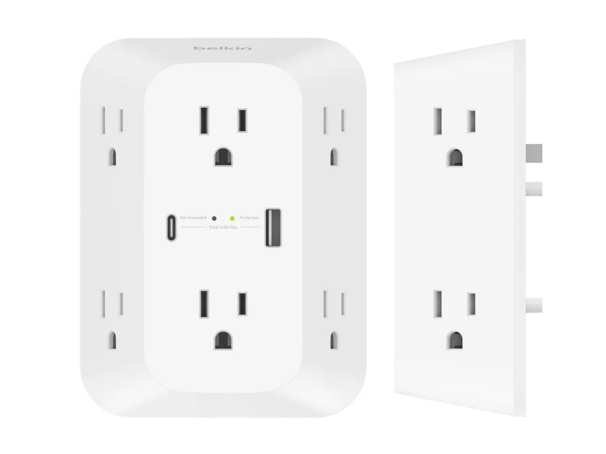 '- output connectors: mountable) Belkin AC 8 (wall Surge protector - -