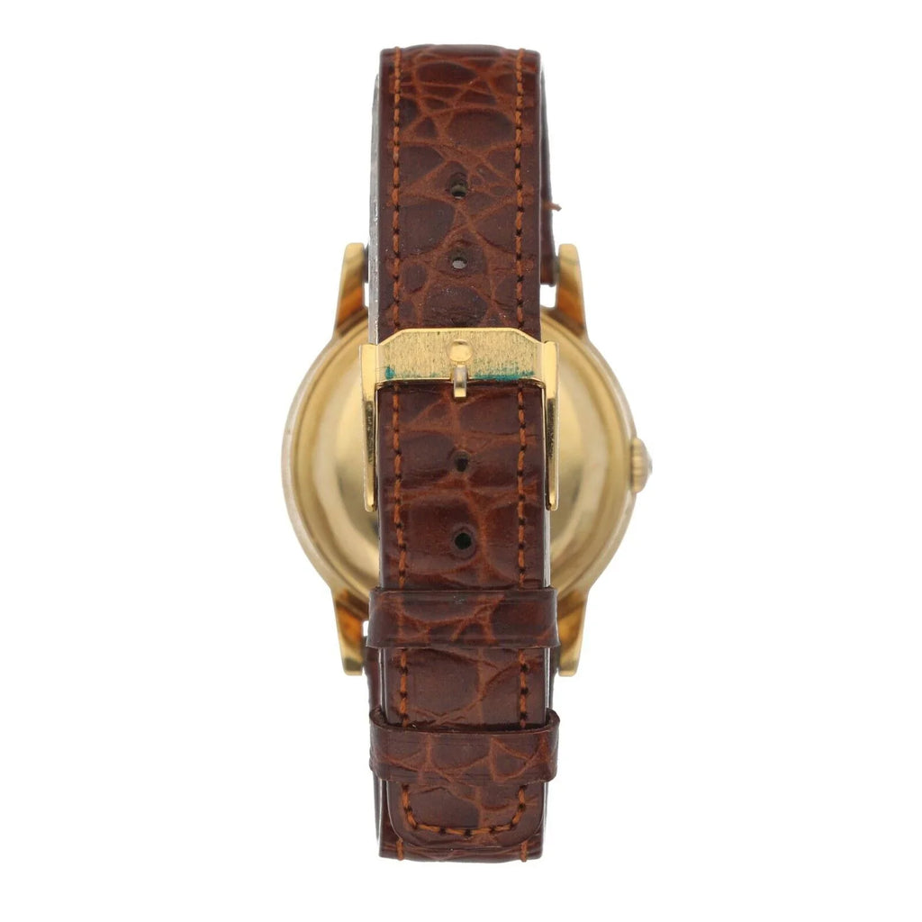 Automatic Gold Yellow 34mm Watch Leather 1231 Chronometre Movado Wrist 18k