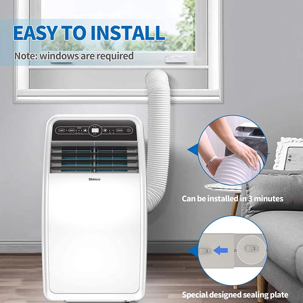 Portable AC 8,000 Unit, Fan and Dehumidifier, 200 for SqFt Shinco BTU Rooms