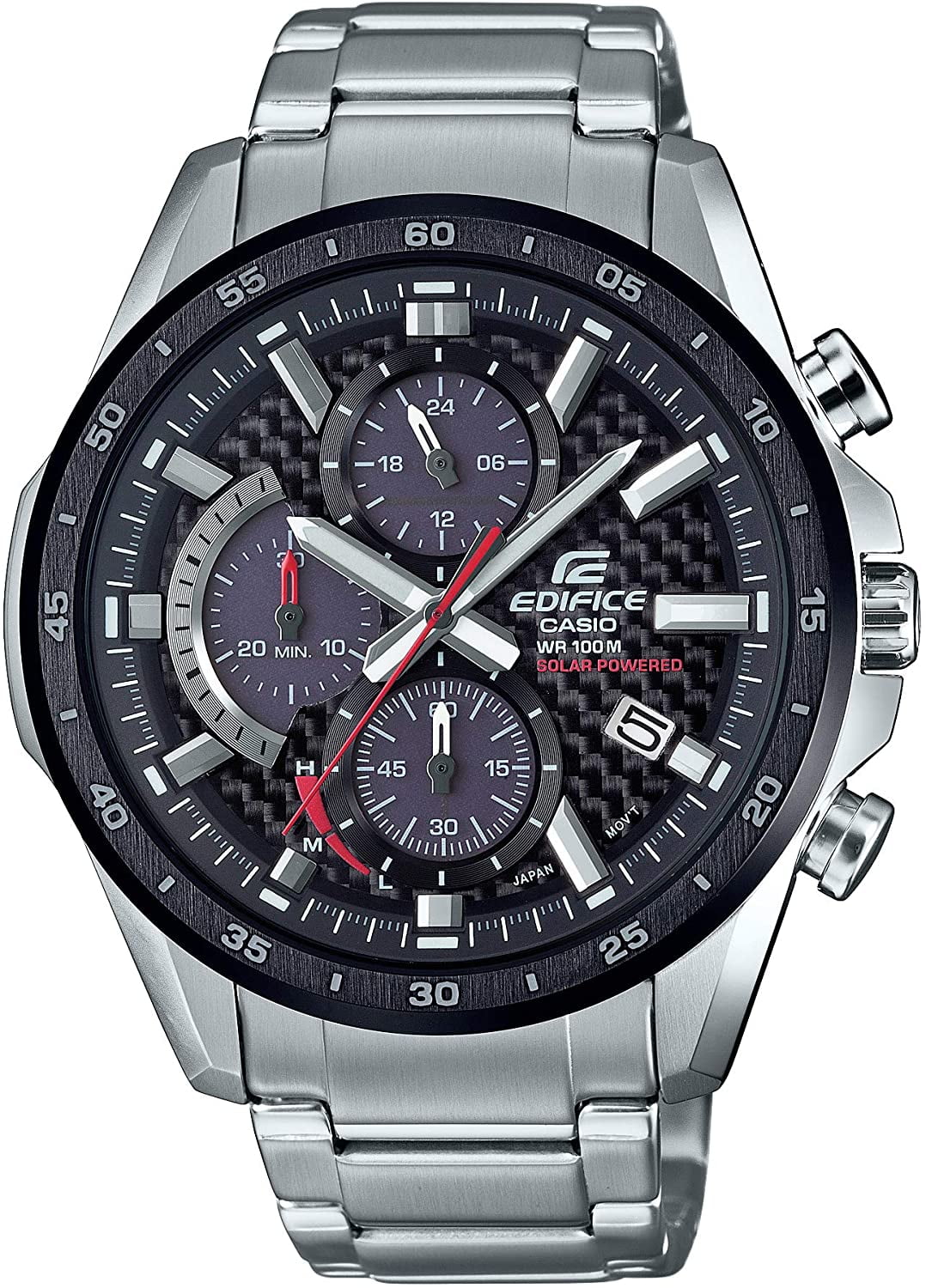 EQS-900DB-1AVCR Steel Edifice Men's Casio Watch Stainless Chronograph Solar-Powered