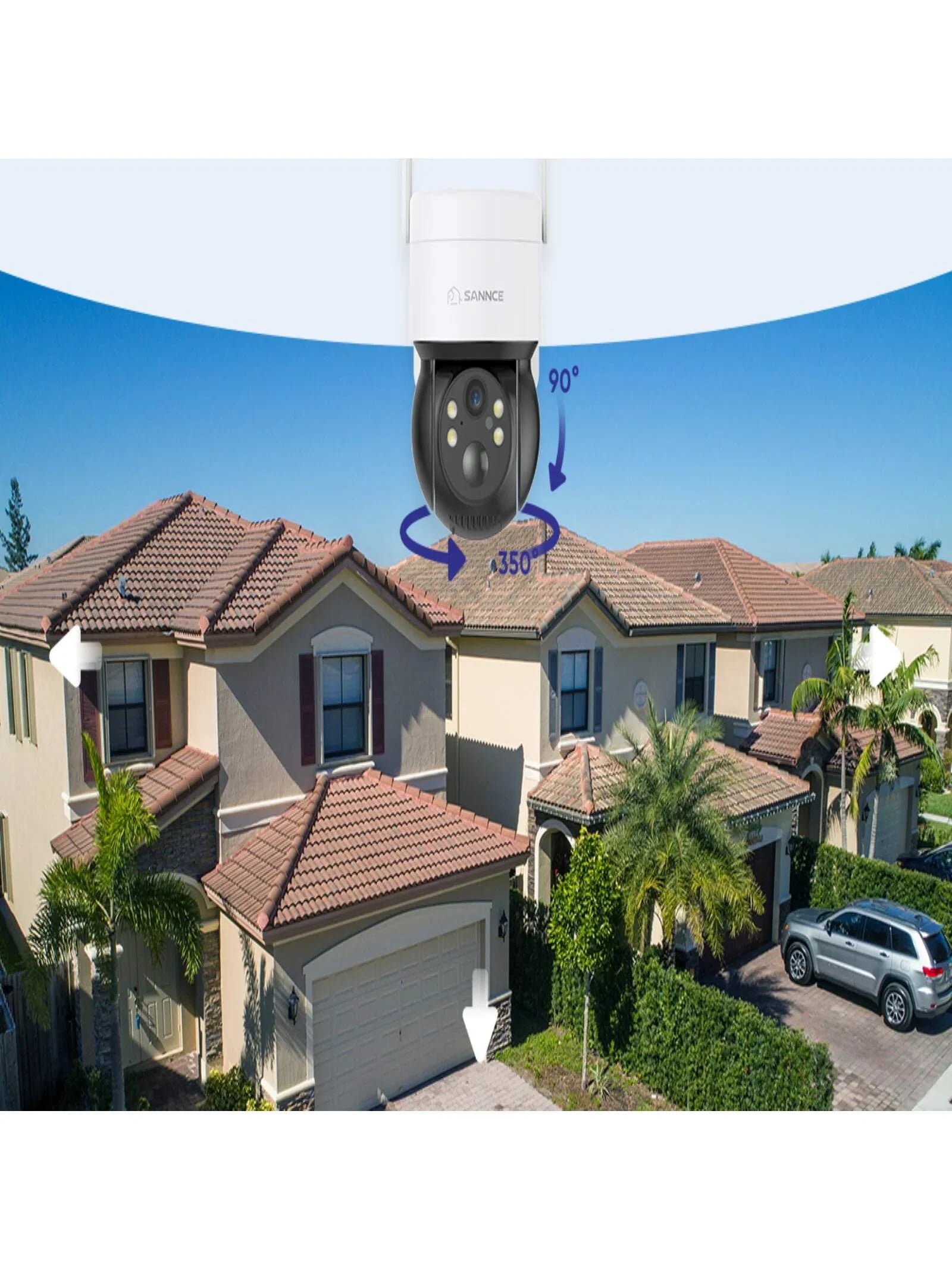Battery WiFi Security Camera Wireless Cameras Camera Panel, Home Color Surveillance 2K Night Detection Solar Powered SANNCE Audio, Solar Outdoor, for 360Â°PTZ Security, Vision, Motion with 2 Way