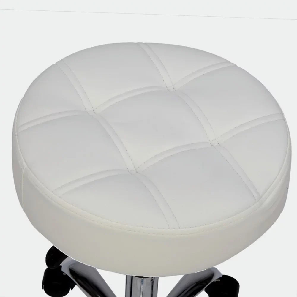 Backrest Stool Beauty for Clinic, Stool and with Salon, Technician Suitable Home Office Kitchen, Five-Star Medical White Feet Studio Round Plating