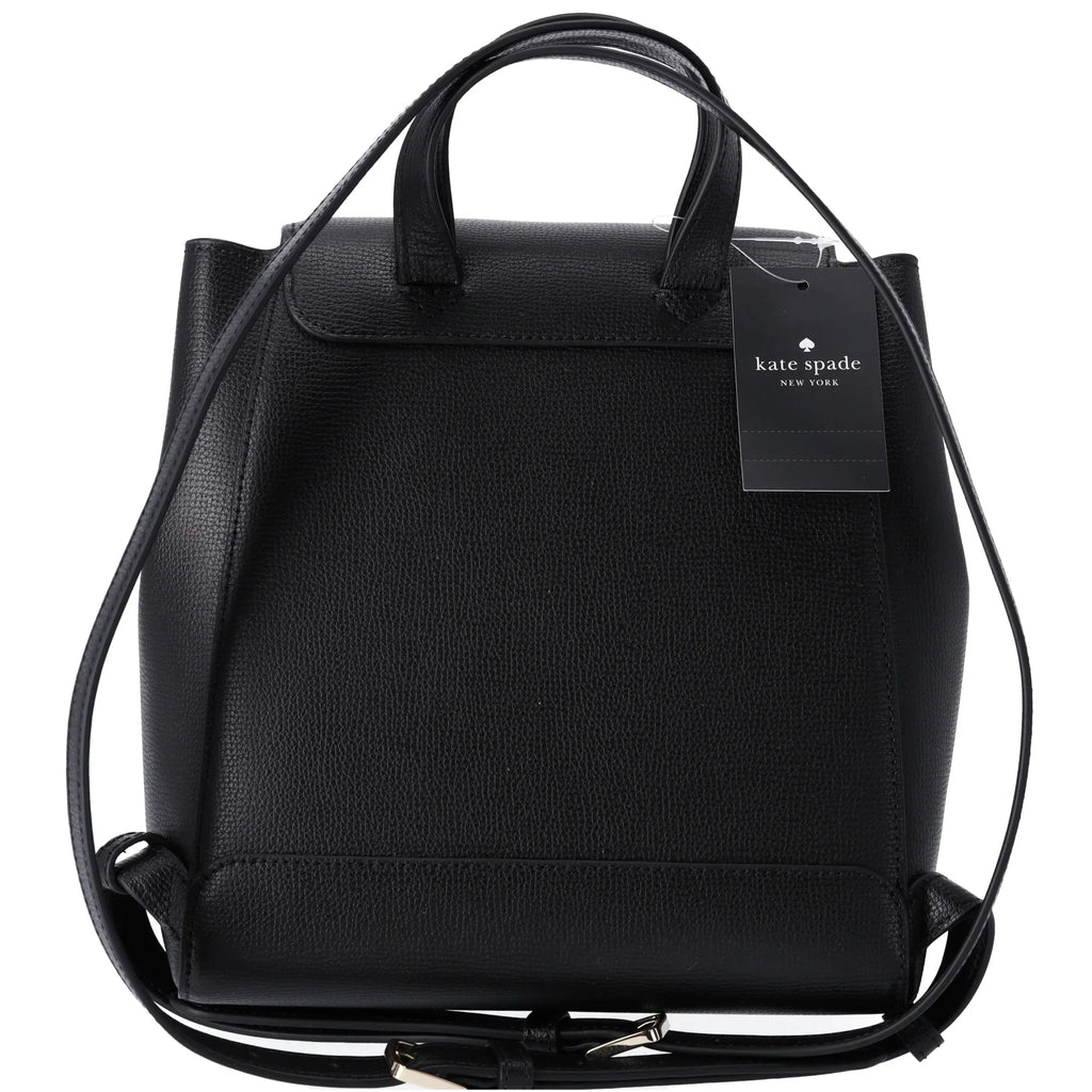 Backpack Kristi Grain Spade Kate Black Drawstring Flap Leather Refined Medium