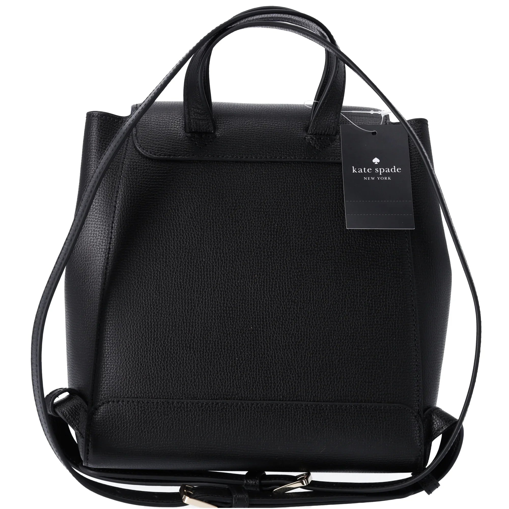 Backpack Kristi Grain Spade Kate Black Drawstring Flap Leather Refined Medium