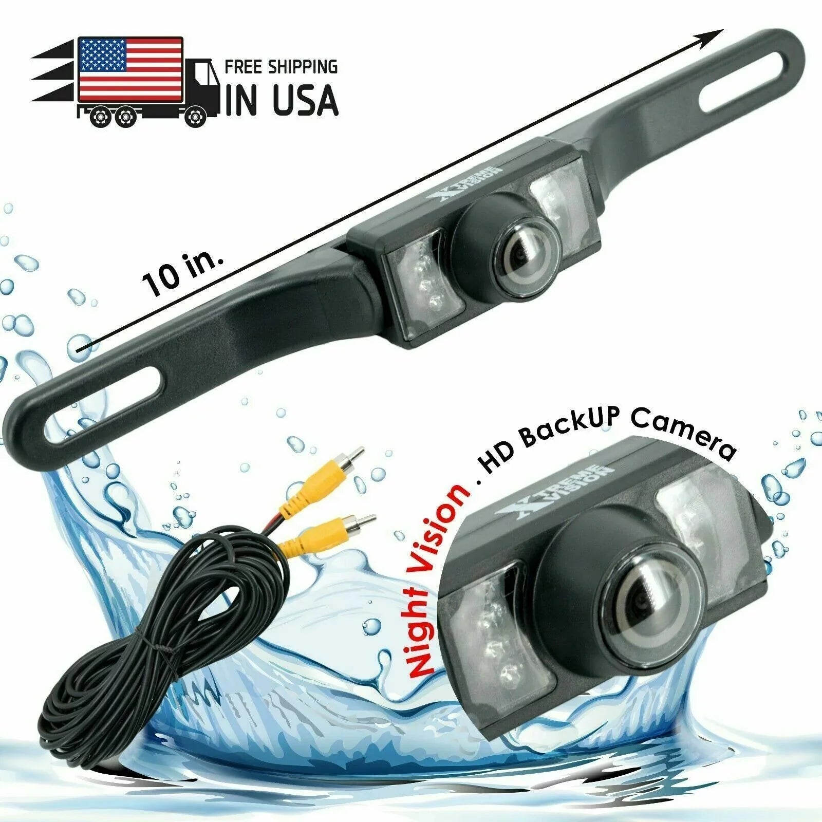 Wide Waterproof Camera Vision Angle Bundle Backup Night 8x Rear HD Plate View License