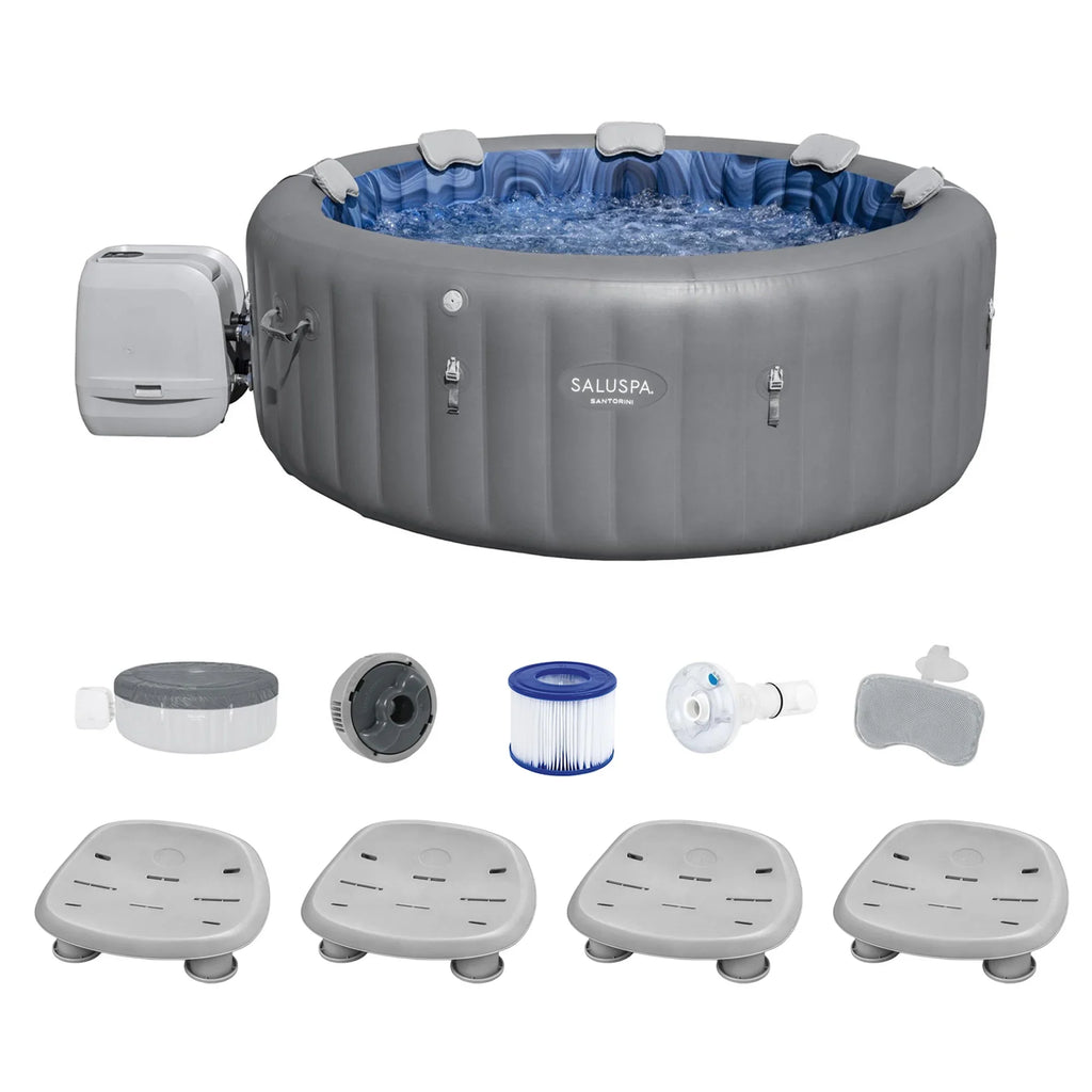 SaluSpa Pool/Spa of Hot Bestway Tub 4 w/Set HydroJet SaluSpa Seat Santorini