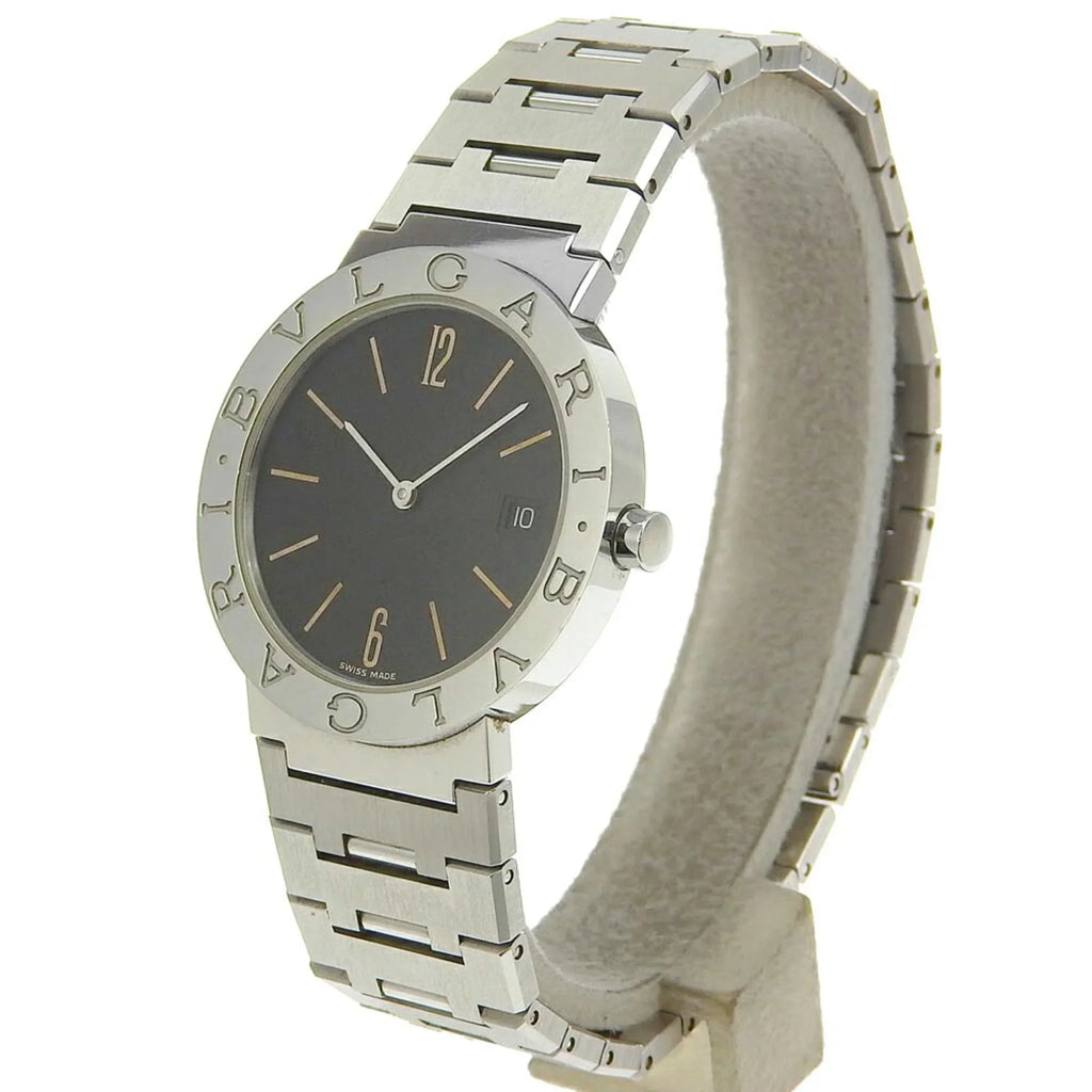 Dial Quartz Men's Display BB33SS BVLGARI Pre-Owned Bvlgari Bulgari Stainless I220823033 Watch Steel Black Analog (Fair)