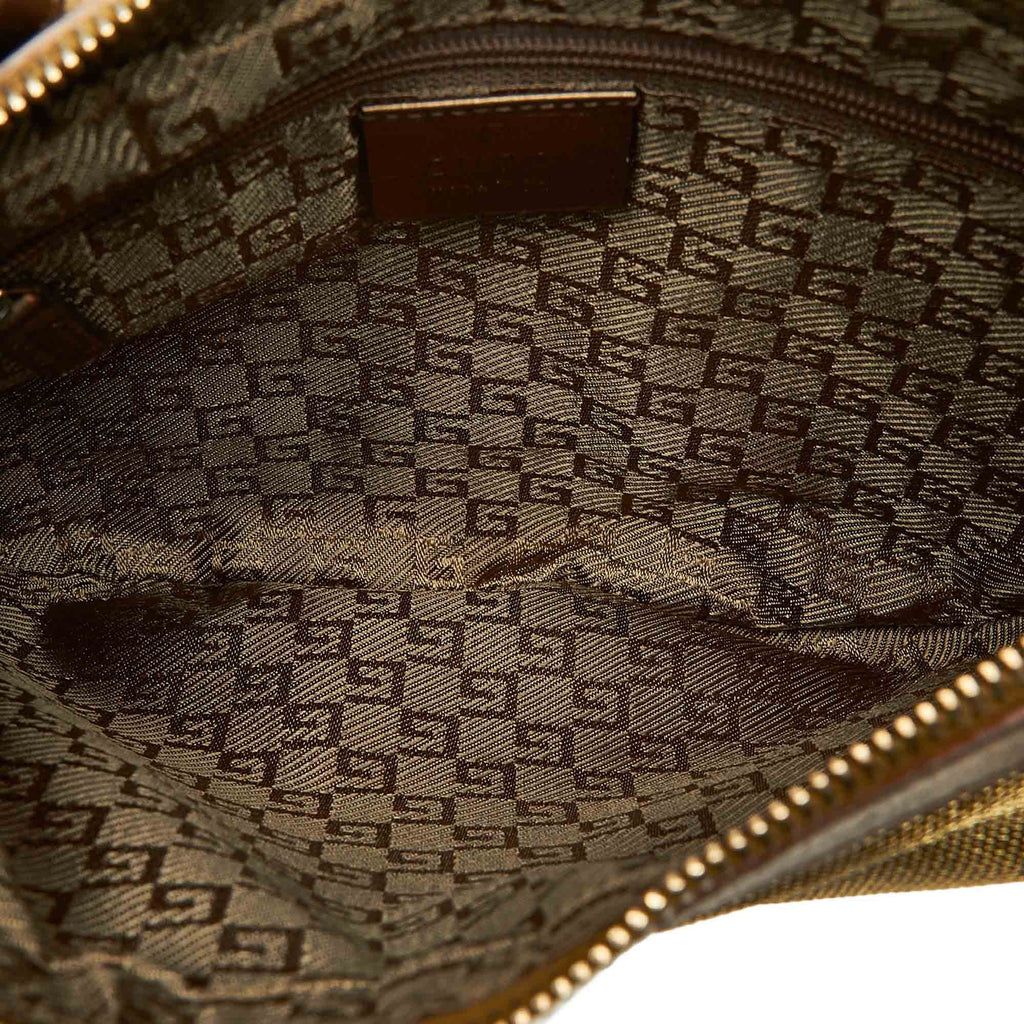 Gucci Women Web Pre-Owned Brown Fabric Bag Canvas (Good) Shoulder