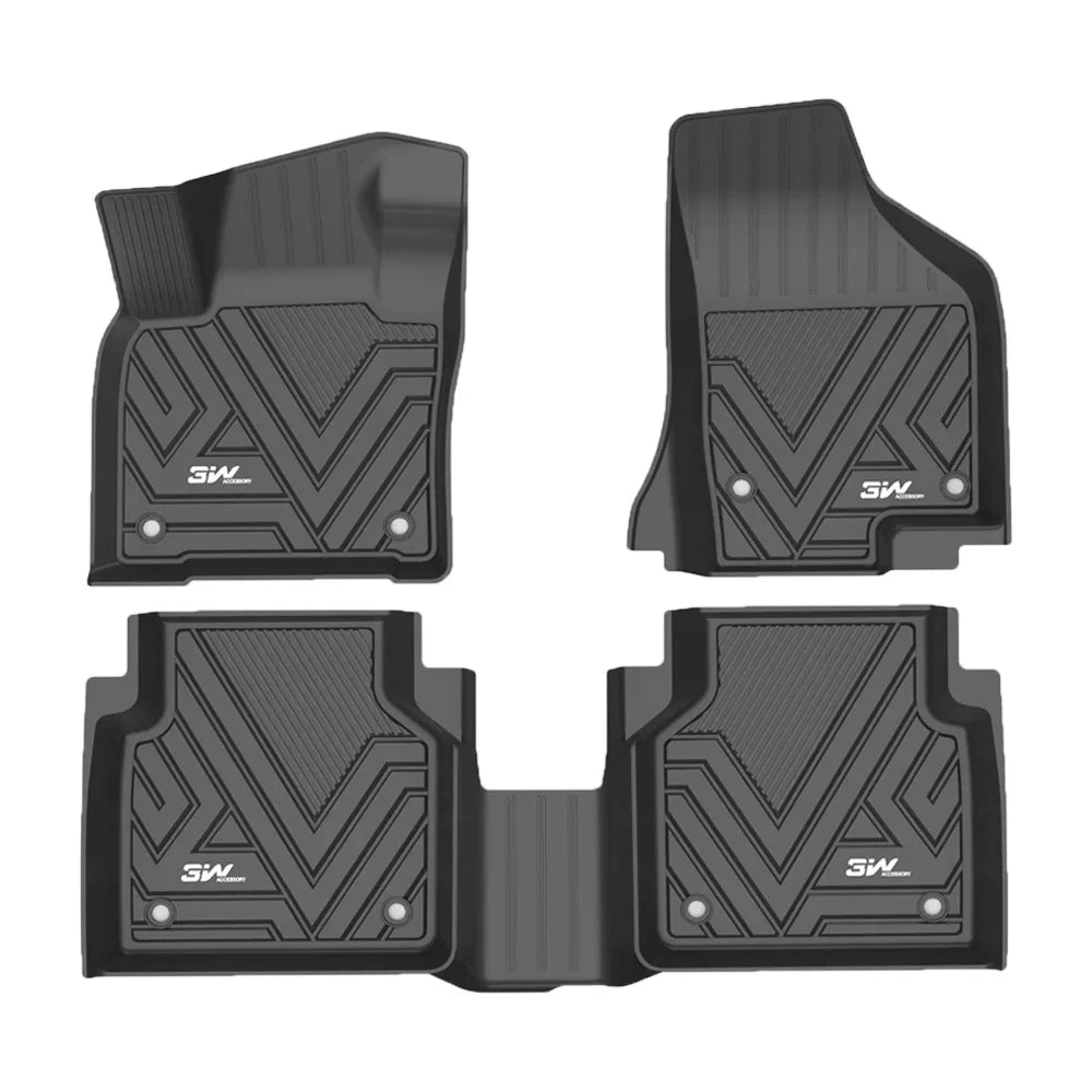 (2018-2023),TPE 2nd Fit for Floor Car Tiguan,1st & Custom Liners,Black All Weather Volkswagen 3W for Row Mats Liner Tiguan Floor Set Volkswagen Full