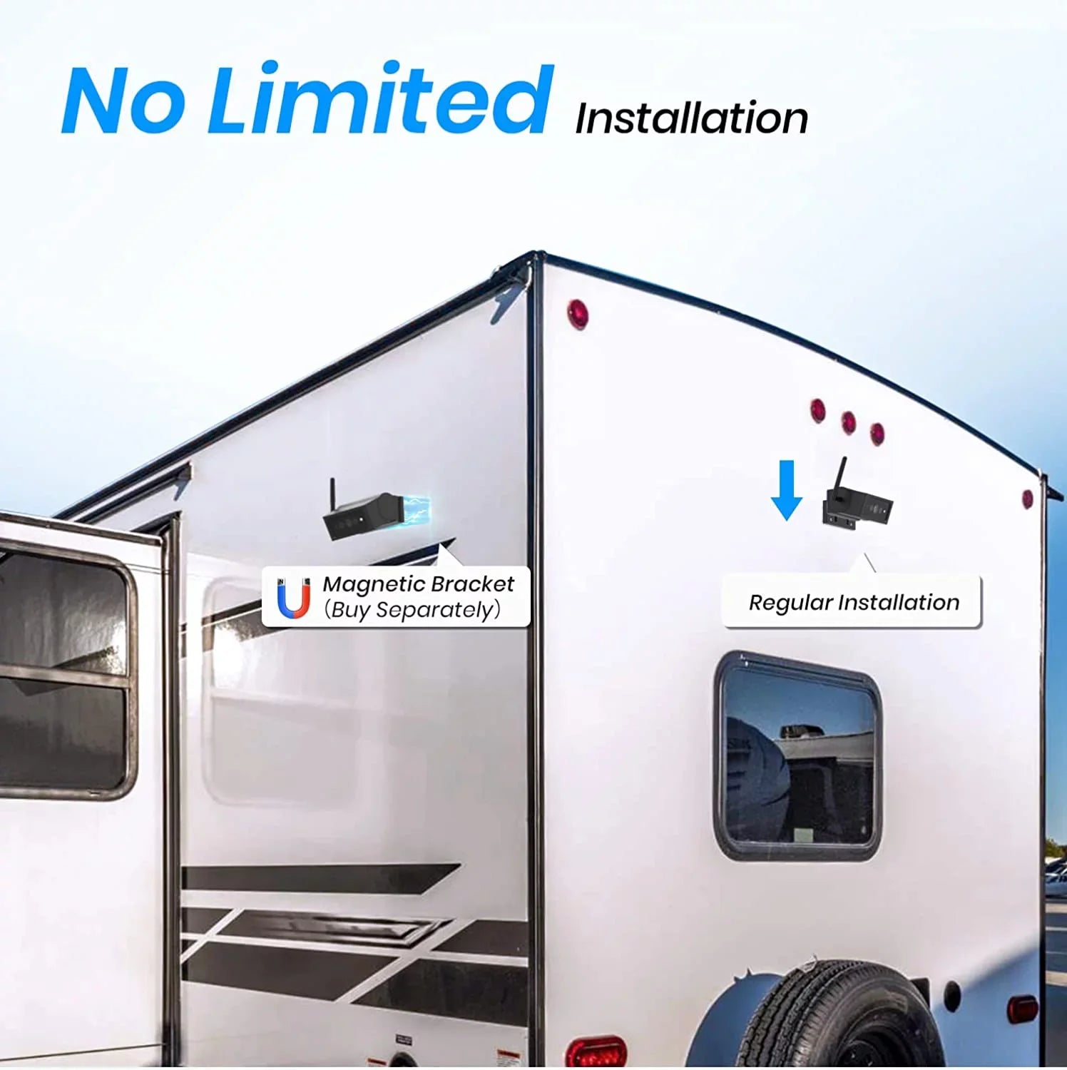 Channel Systems HD Trucks, Security with Up Reverse Camera Trailer Wireless Solar Monitor Camera Wireless Camera Auto-Vox for Backup 2 Back 7'' Camera(Solar4) RV