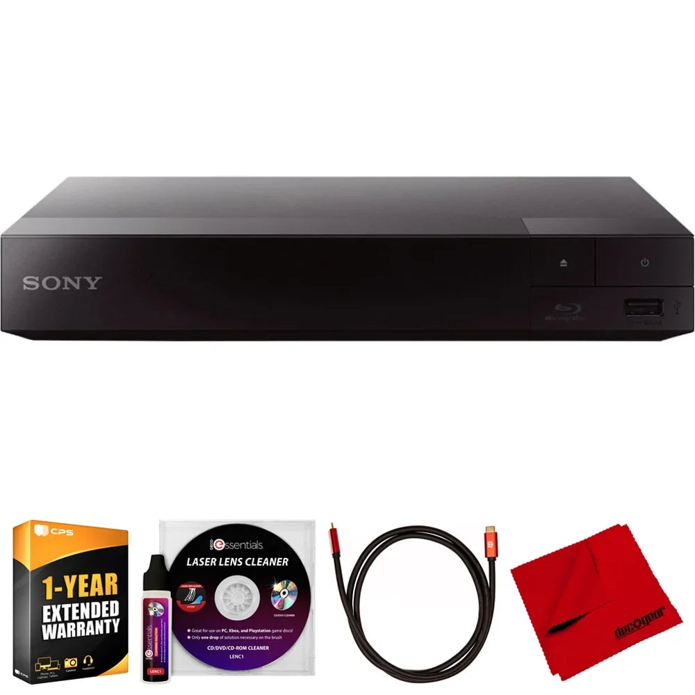 Laser Sony Bundle HDMI Enhanced BDP-S1700 Streaming Disc Blu-ray CPS Essentials 1 Gear Cable, Player Year Deco Deco 6FT Cloth, Cleaning Microfiber Lens with Cleaner Pack 4K & Protection