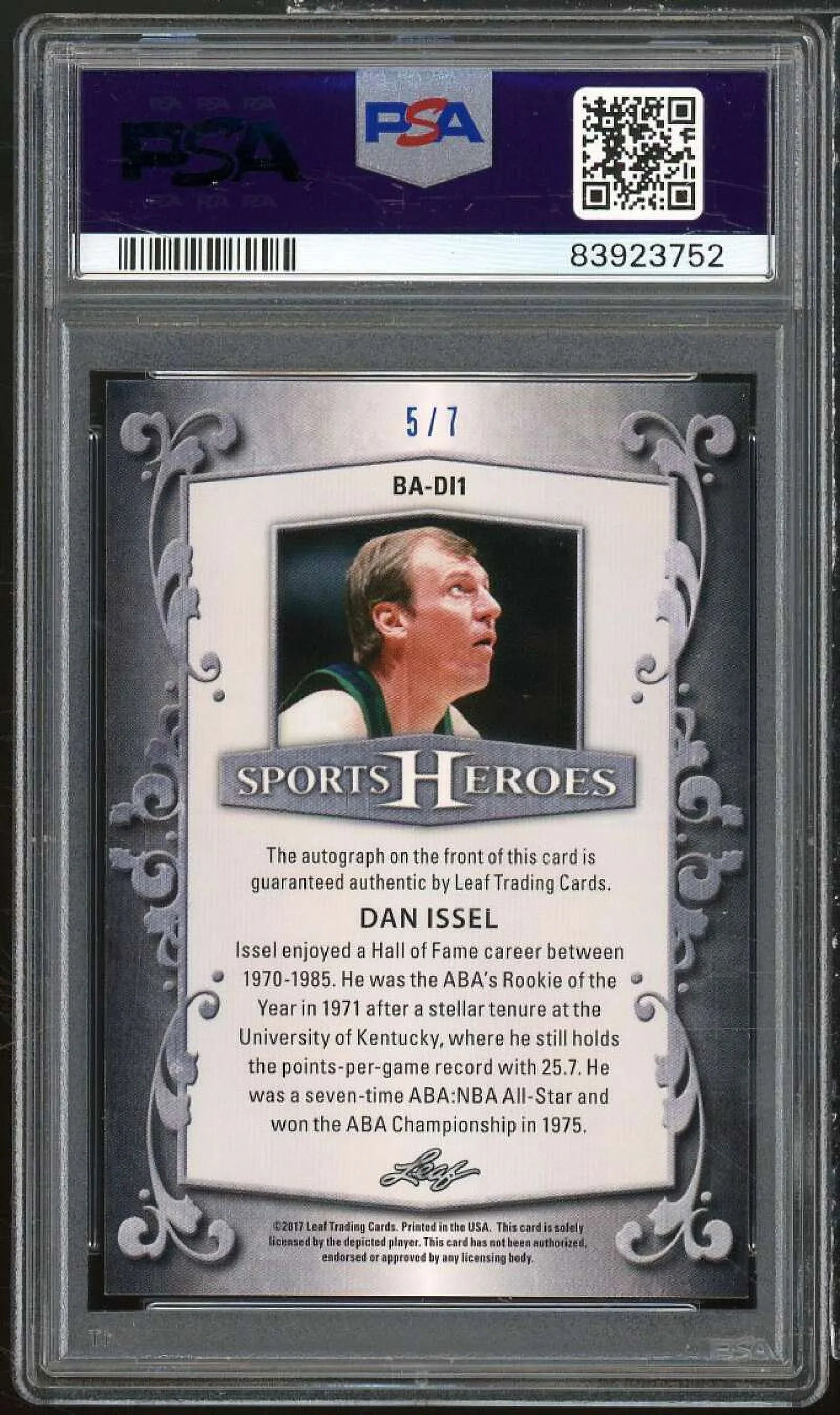 Heroes Blue PSA Dan Leaf Auto #BADL1 Metal Issel Sports 5/7) 9 Card (#d 2017