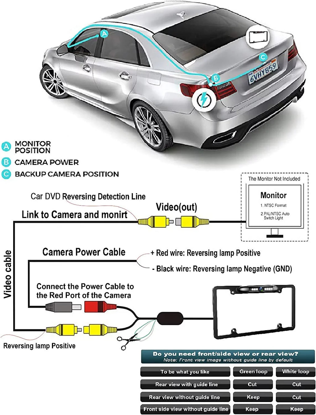 ALPINE INE-W970HD Black License INEW970HD Camera Rearview Frame Plate for Backup