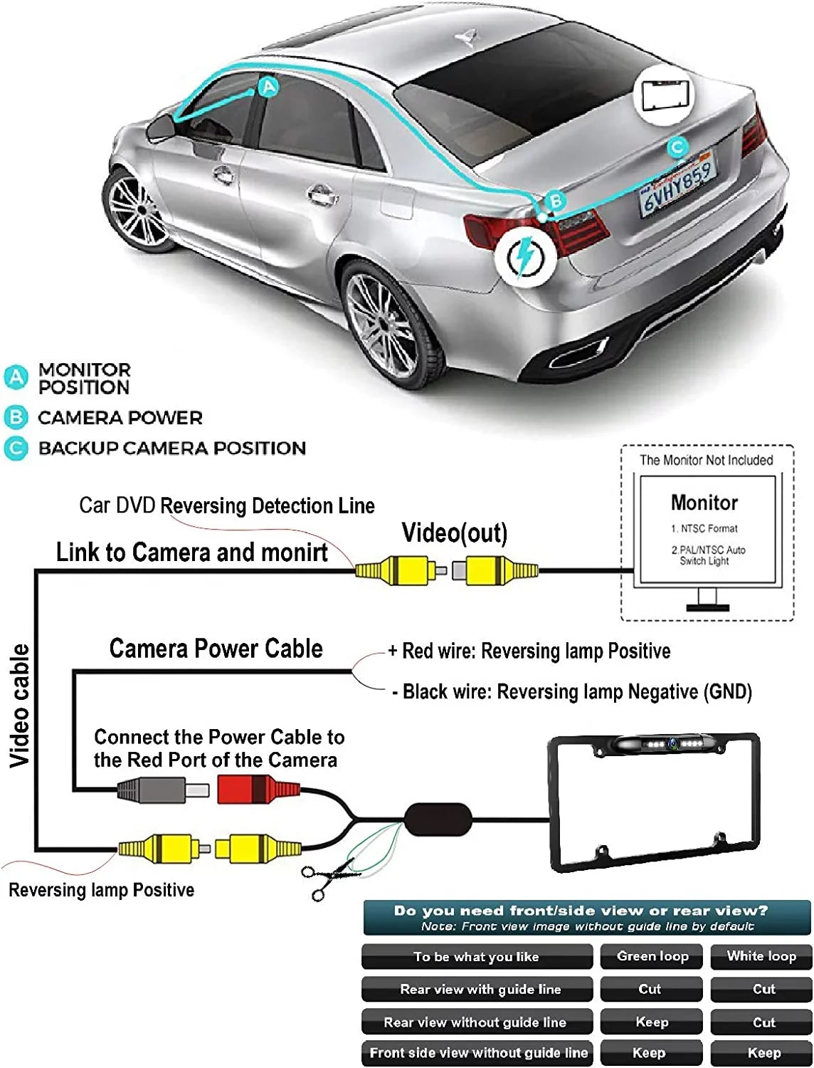 ILXW650 License ALPINE for Black Camera Plate Rearview Frame Backup ILX-W650