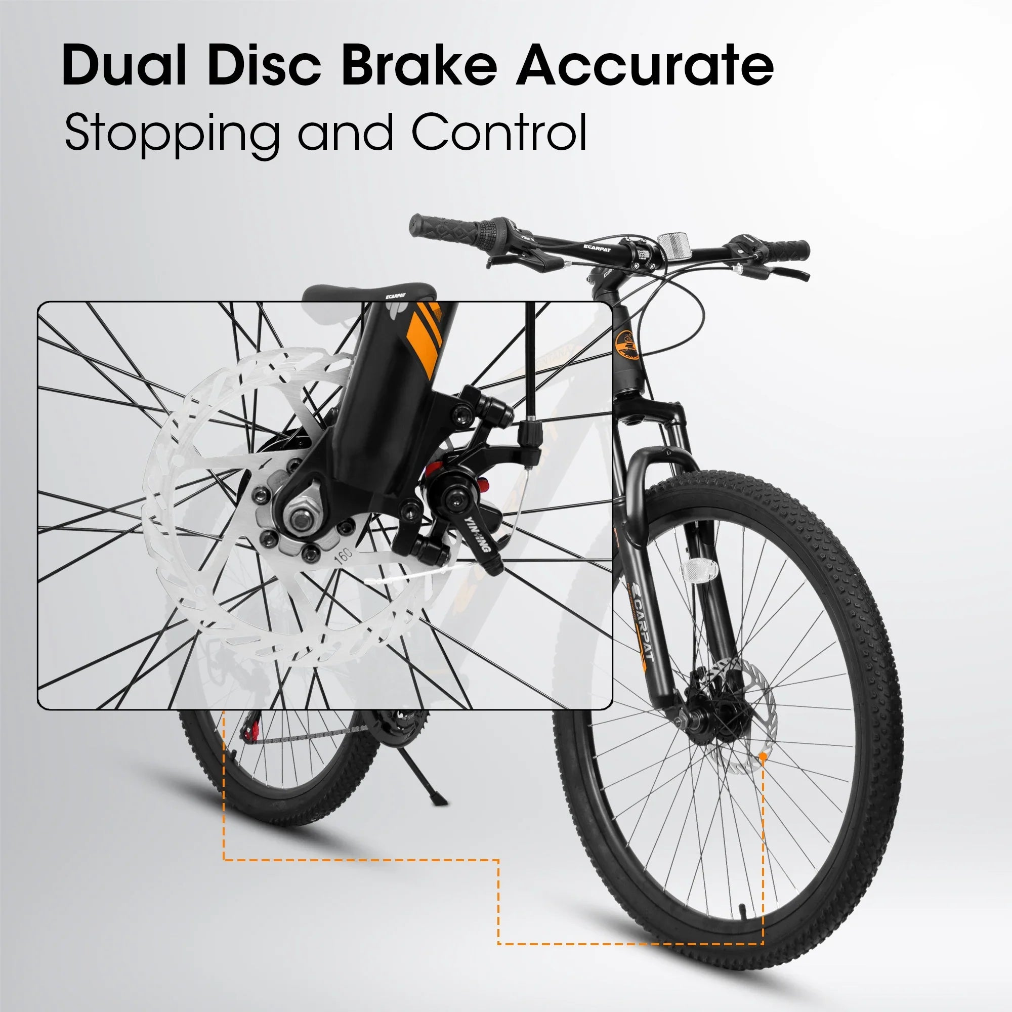 frame orange. inch bike absorbing aluminum 21-speed disc front adult mountain shock bike Ecarpat fork 26 brake, black