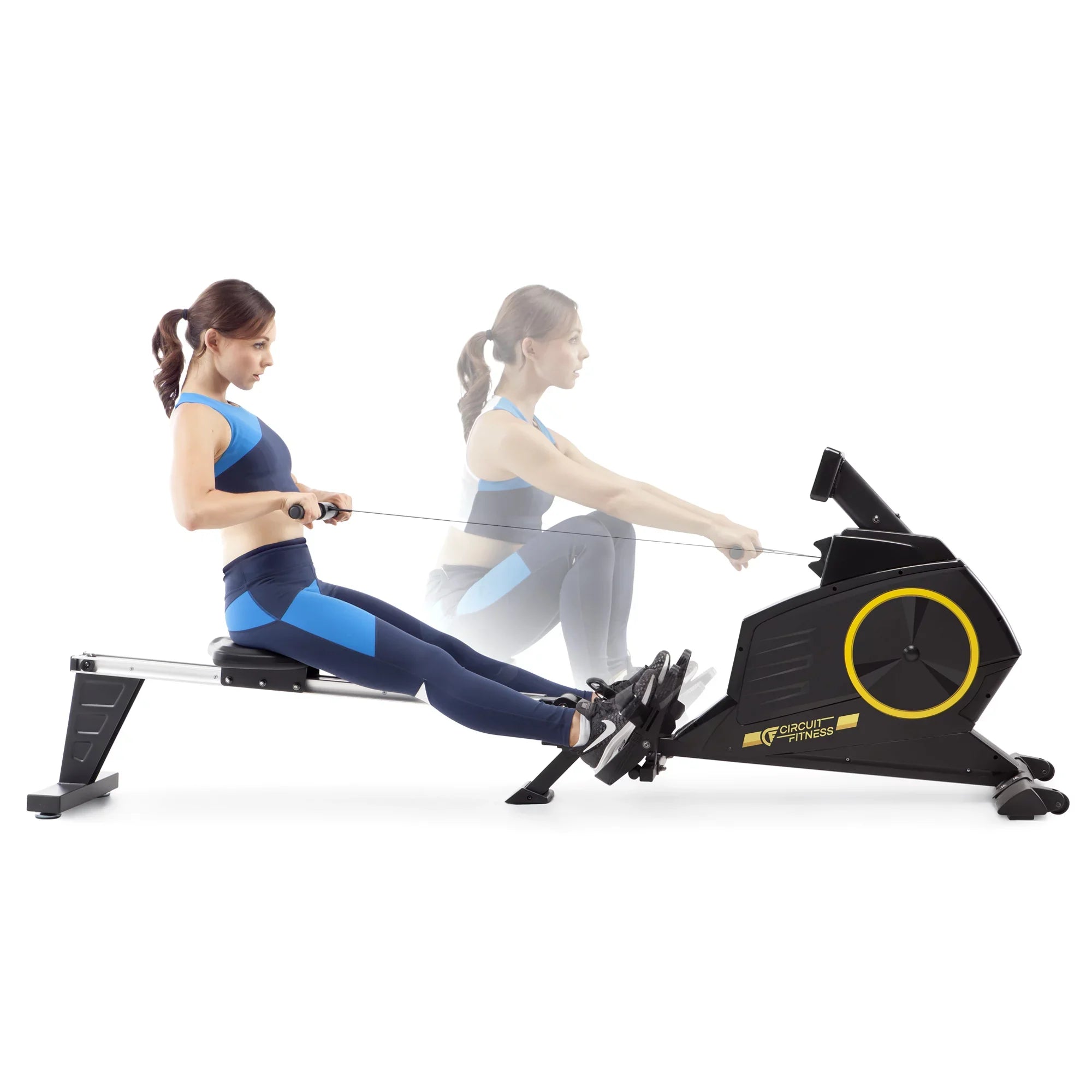 with Monitor 8 CIRCUIT Foldable Deluxe Wheels/LCD Machine AMZ-986RW Settings/Transport Magnetic Resistance Rowing FITNESS