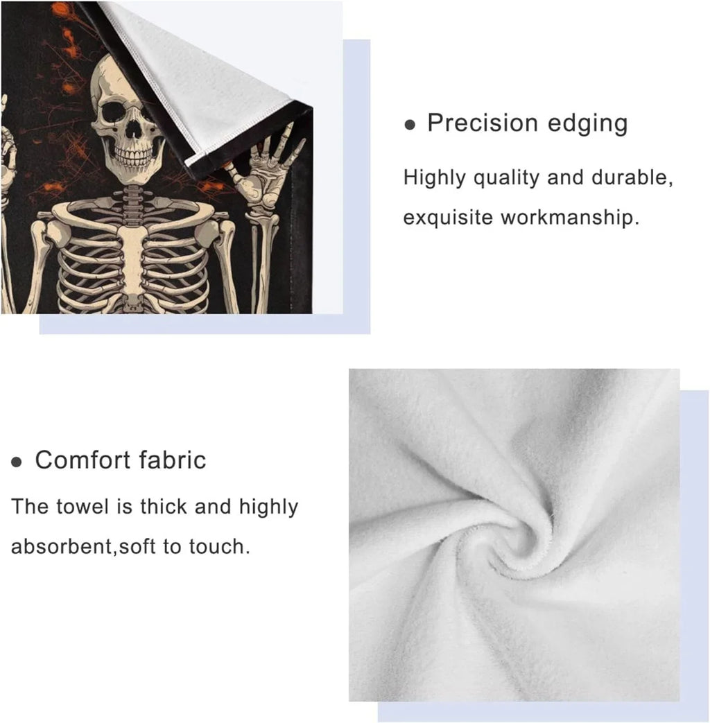 Bathroom Towel Washcloth Pool Bathroom Skeleton Absorbent Decorative for Washcloth Gift Towel Soft Set Towel Towels Hand Halloween Bath Swimming Coolnut 3-Piece Beach Gym Hotel