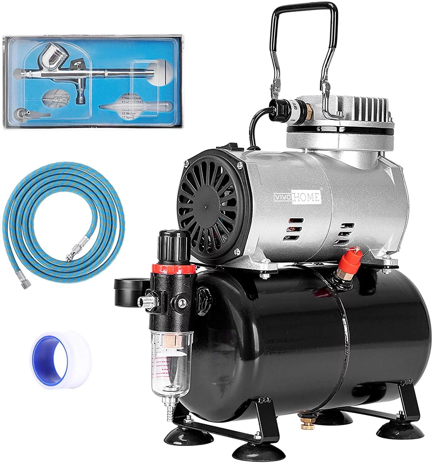 Tattoo with Professional for HP Airbrushing Sprayer 1/5 Decoration Air 110-120V VIVOHOME Cake Shoes Makeup System and Compressor Paint 1 Paint