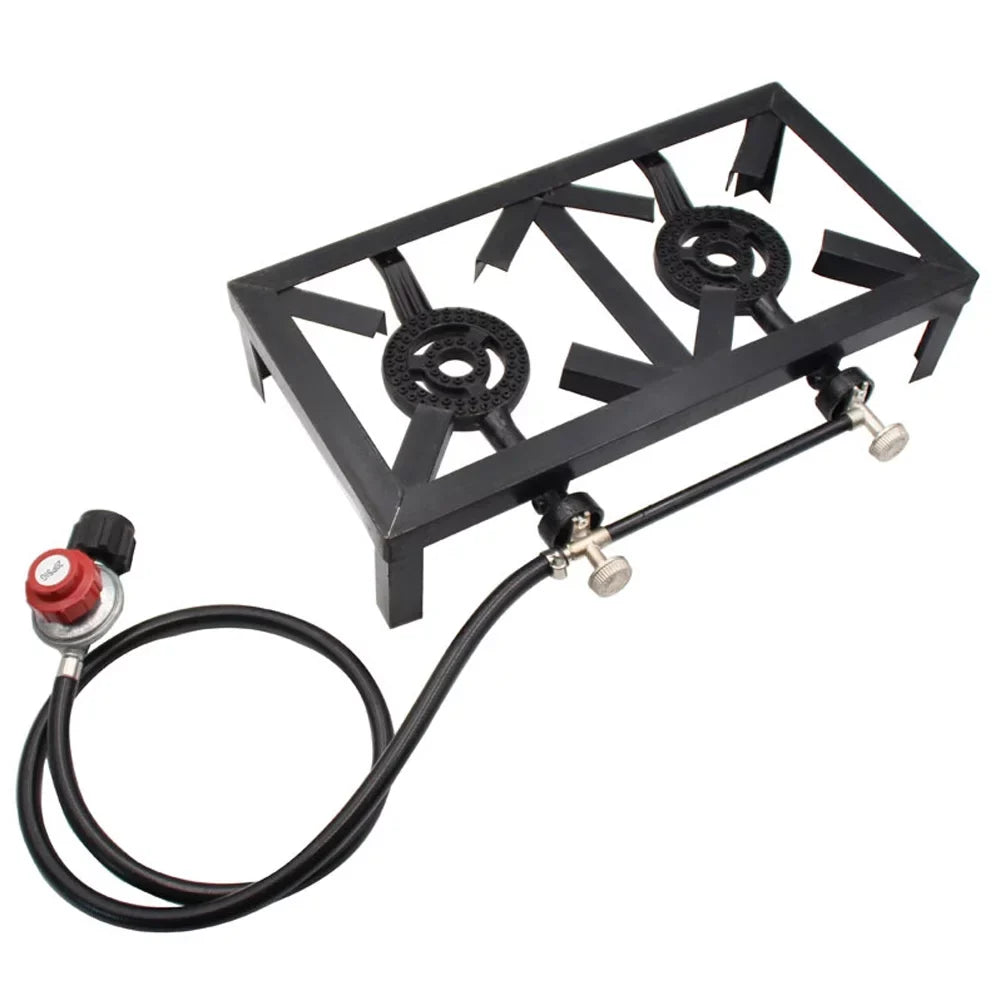 OWSOO Cast Double Propane (Standard), Iron BBQ Gas Camping Furnace Patio for for Excursions Stove Cooking