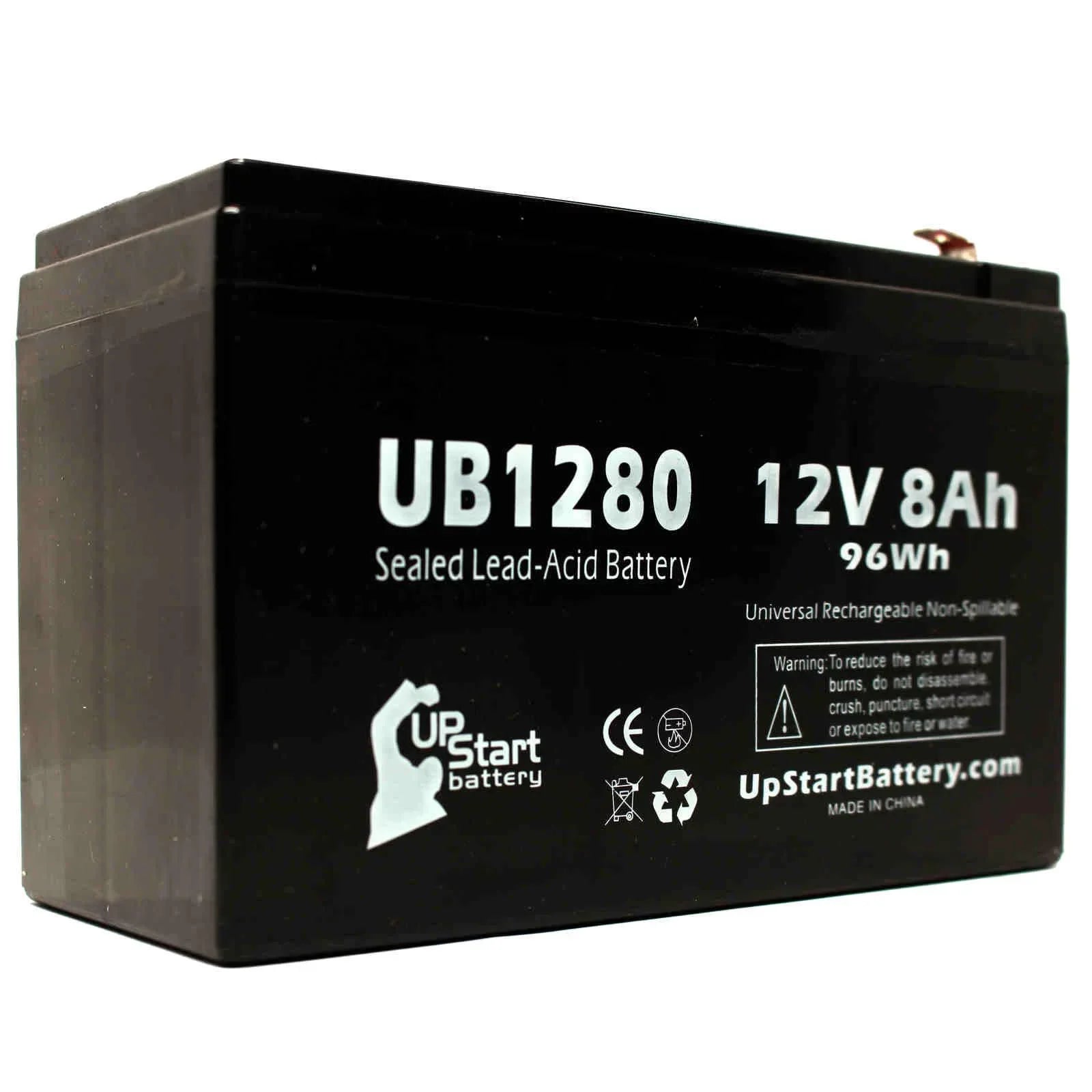 '- - 8000mAh, 6 Battery to UB1280 - AGM, Opti-ups Compatible F1 Adapters Sealed Replacement F1 3x 280ES Universal Pack Terminal, Lead Acid 8Ah, SLA) Terminal F2 (12V, Battery Includes