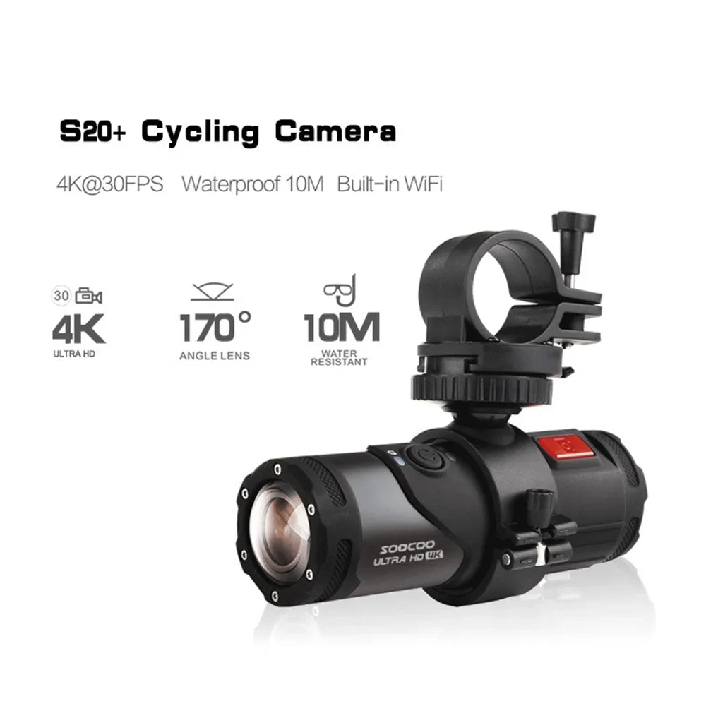 Waterproof WiFi Camera, Helmet mounted Camera Action APP Head Adventure SOOCOO 4K Sports Cycling