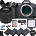 High 256Gb Light, IS Camera Batteries, Card EOS LED 3 + Camera with Mirrorless 24-105mm Memory RF Lens, f/4-7.1 Speed STM Kit Bundle R5 Accessories Canon for
